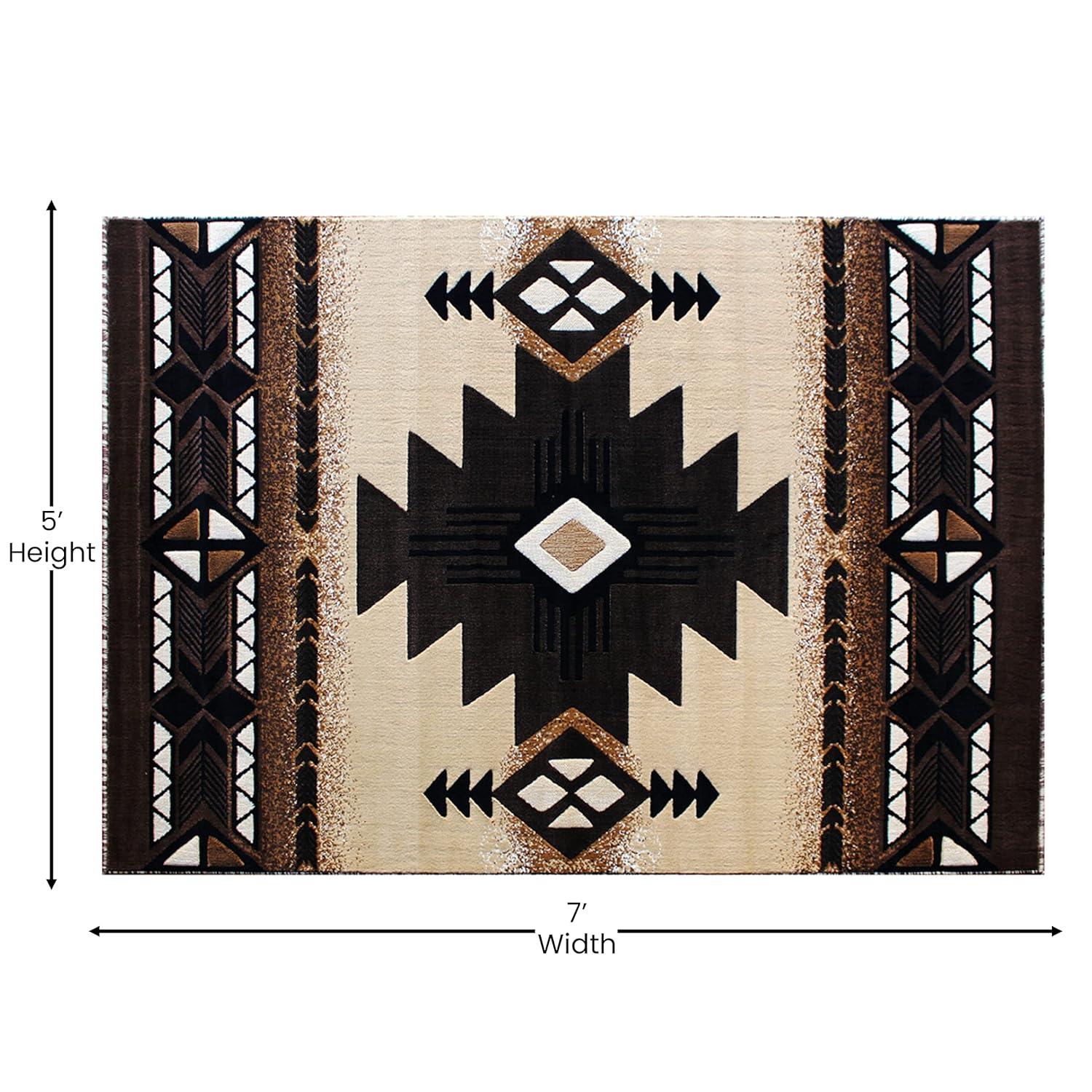 Flash Furniture Mohave Rectangular Southwestern Black, Beige, Brown Area Rug, 5' x 7'