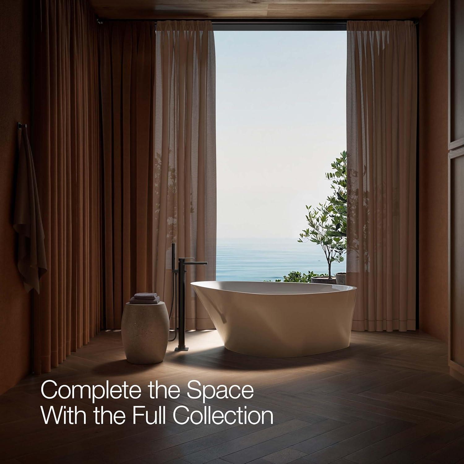 Parallel Floor-Mount Bath Filler Trim With Handshower