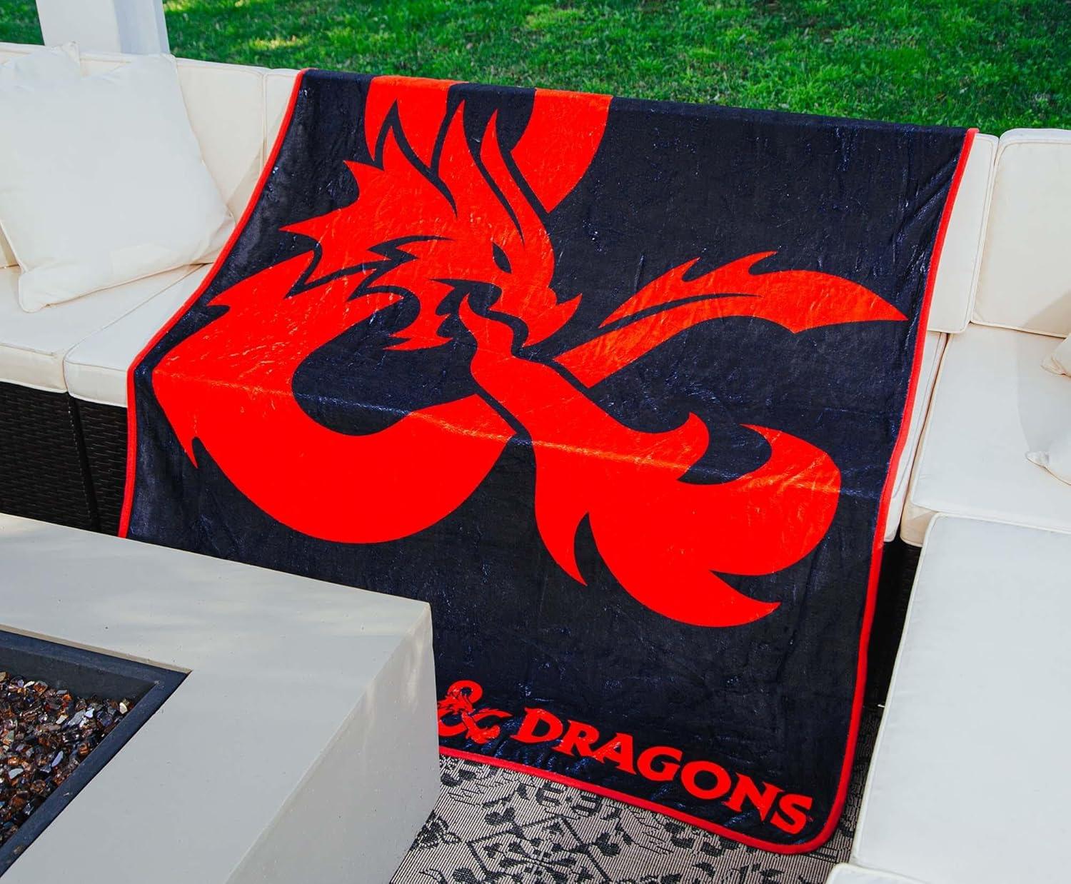 Surreal Entertainment Dungeons & Dragons Logo Fleece Throw Blanket | 45 x 60 Inches