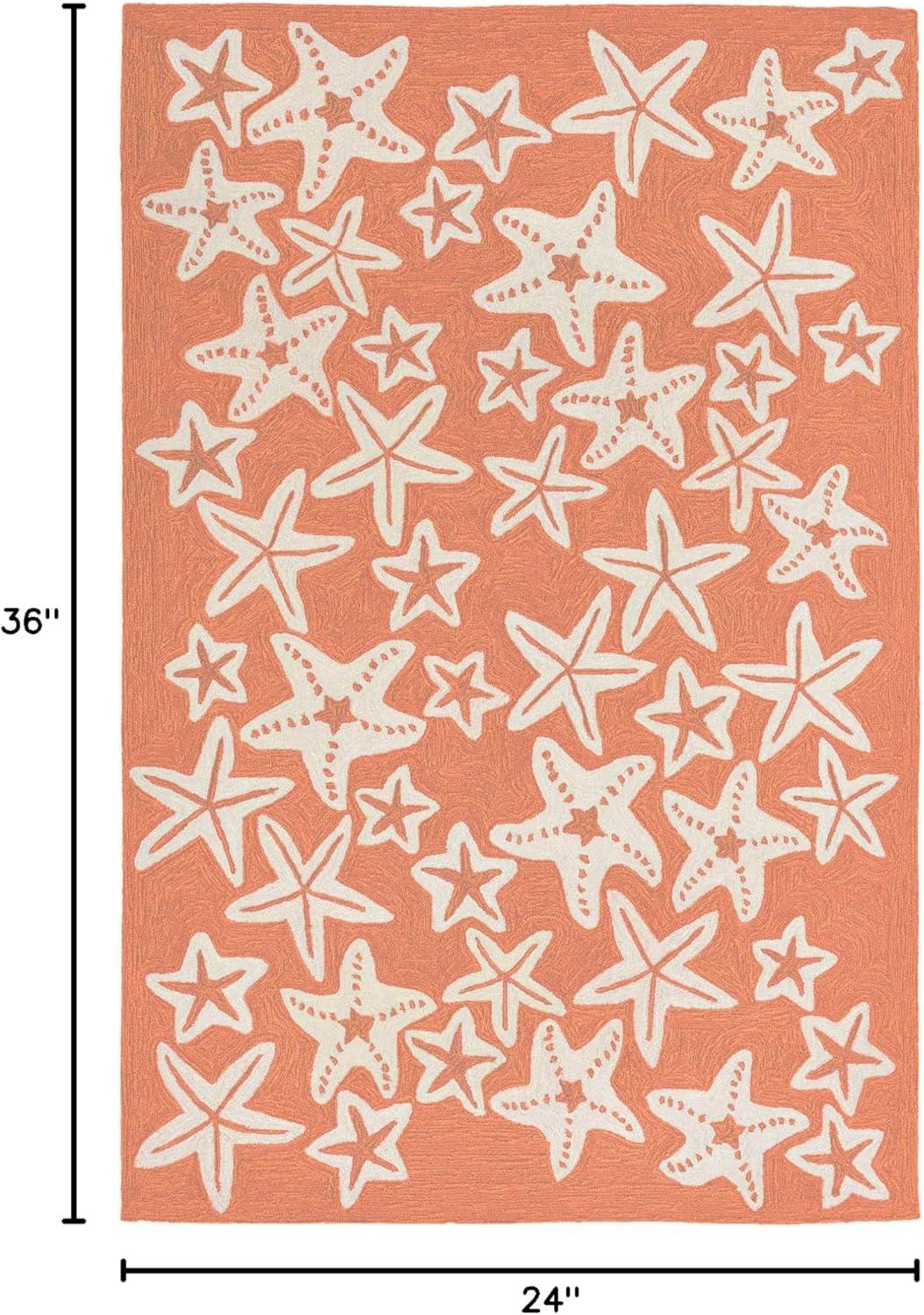 Hand-Tufted Coral and White Starfish Wool Rug