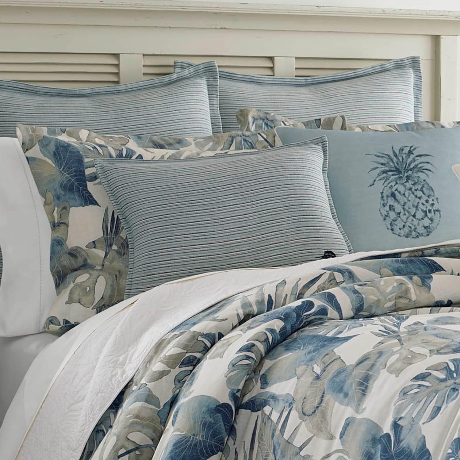 California King Blue Cotton Reversible Comforter Set