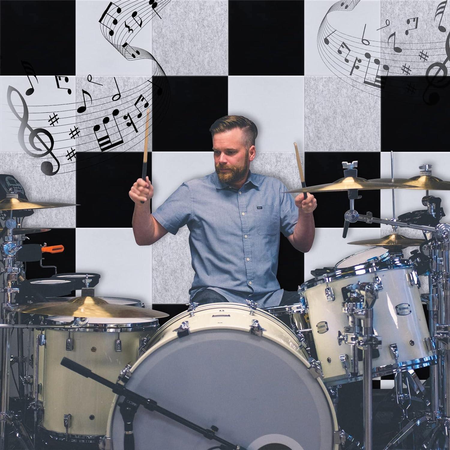 18 Pack White Acoustic Panels 12"X12"X 0.4"Soundproof Wall Panels Wall Decoration Sound Absorbing Panel High-Density Sound Deadening Panels Acoustic Treatment Panel For Home Studio