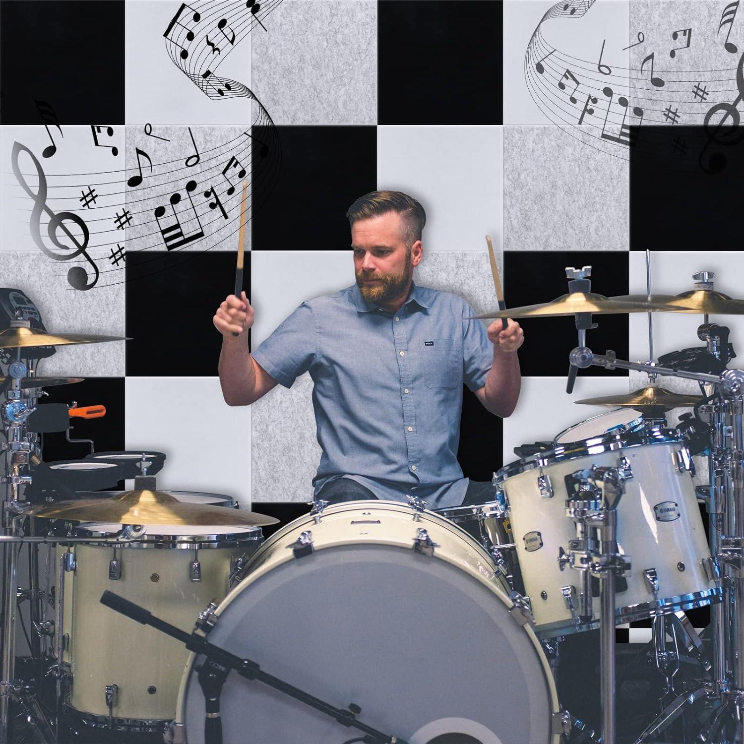 18 Pack White Acoustic Panels 12"X12"X 0.4"Soundproof Wall Panels Wall Decoration Sound Absorbing Panel High-Density Sound Deadening Panels Acoustic Treatment Panel For Home Studio