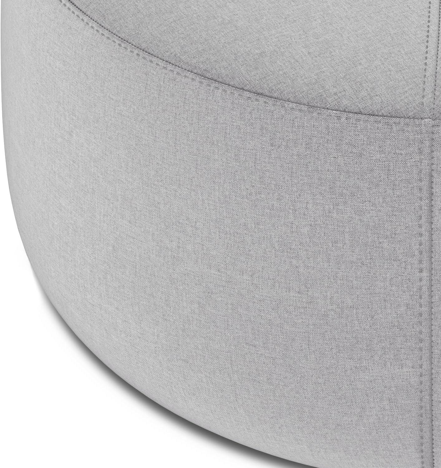 Moore 32" Light Grey Linen Round Ottoman