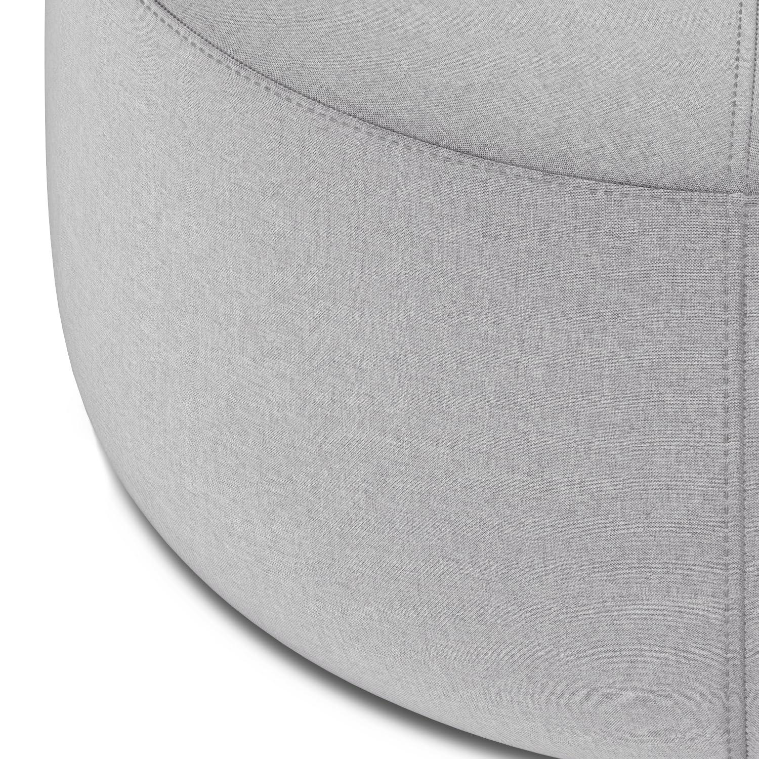Simpli Home Moore 32"W Large Round Ottoman with Upholstered Seat and Solid Wood Frame, Assembled