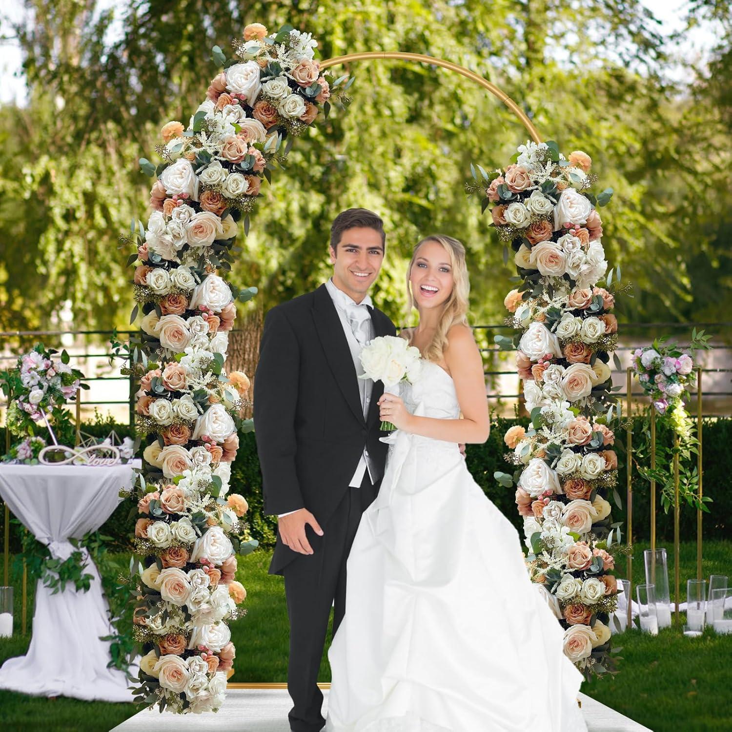 Gold Wedding Arch Backdrop Stand Metal Arched Frame Gold Balloon Arch Stand for Ceremony,Birthday,Wedding Decoration