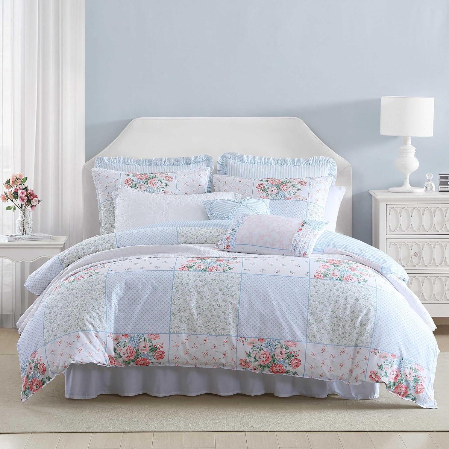 Laura Ashley Hope Patchwork Cotton Blue Bonus Duvet Cover Set