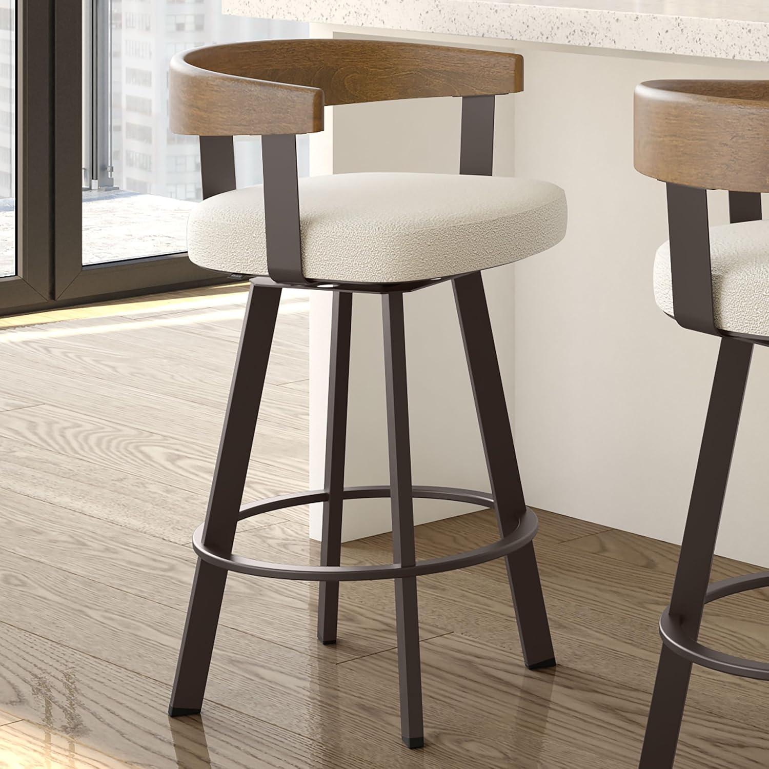 Amisco Lars Upholstered Barstool Cream/Dark Brown