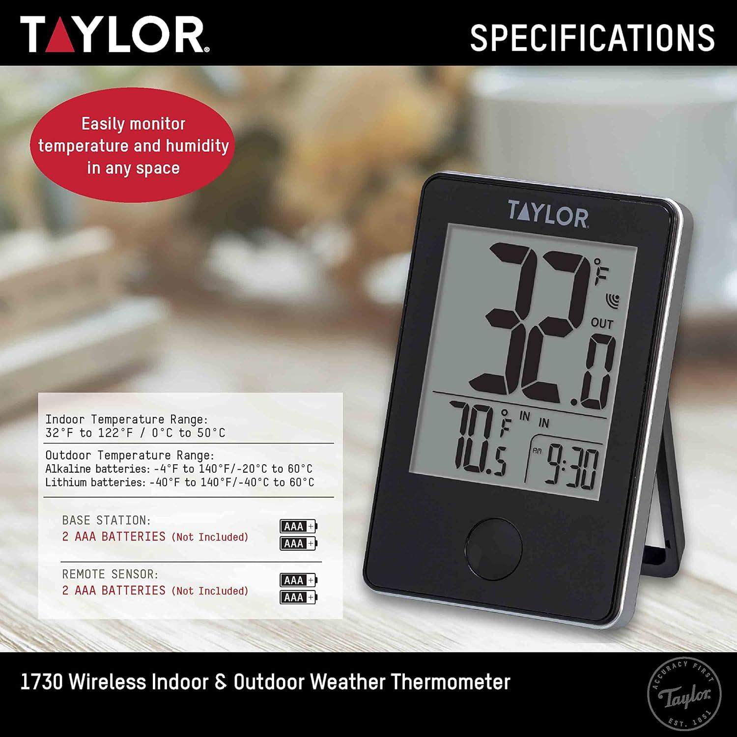 Taylor Wireless Digital Indoor/Outdoor Thermometer with Remote Sensor