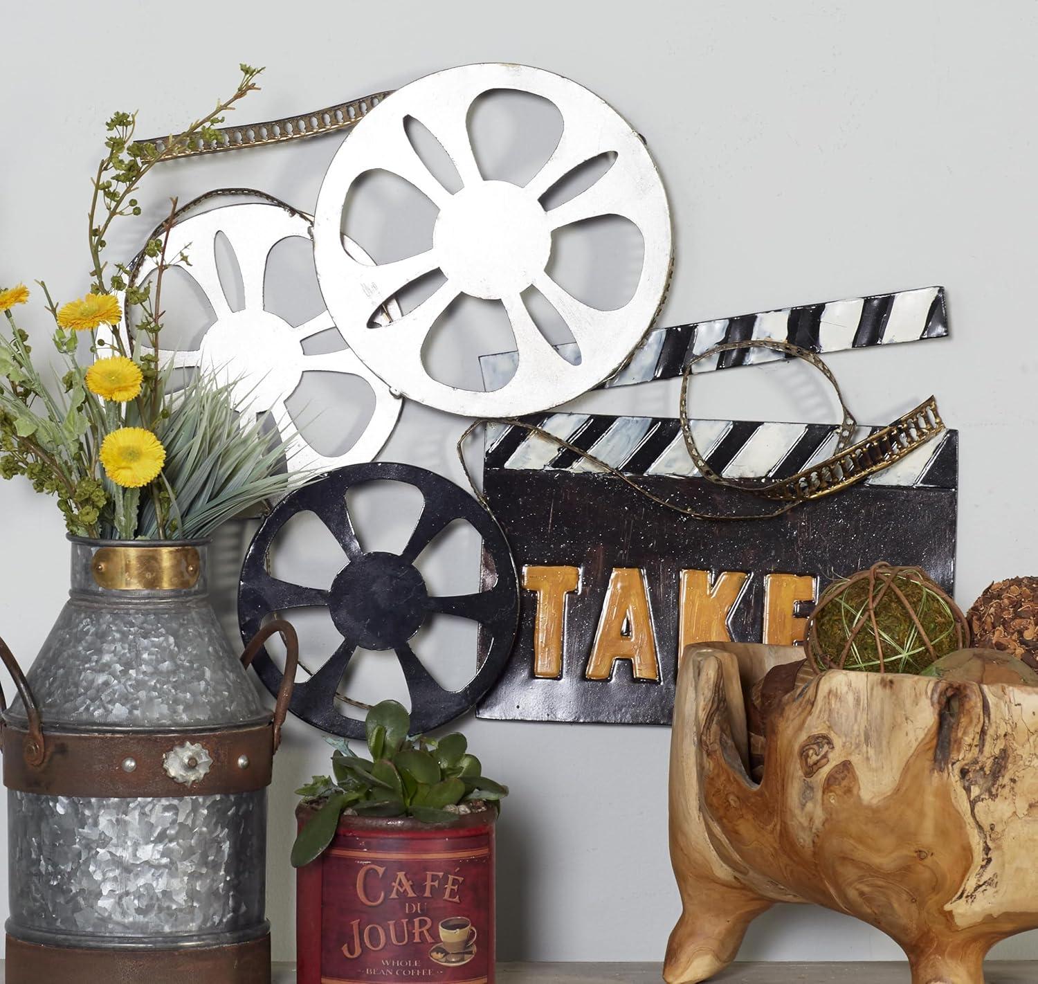 DecMode Black Metal Reels Film Wall Decor