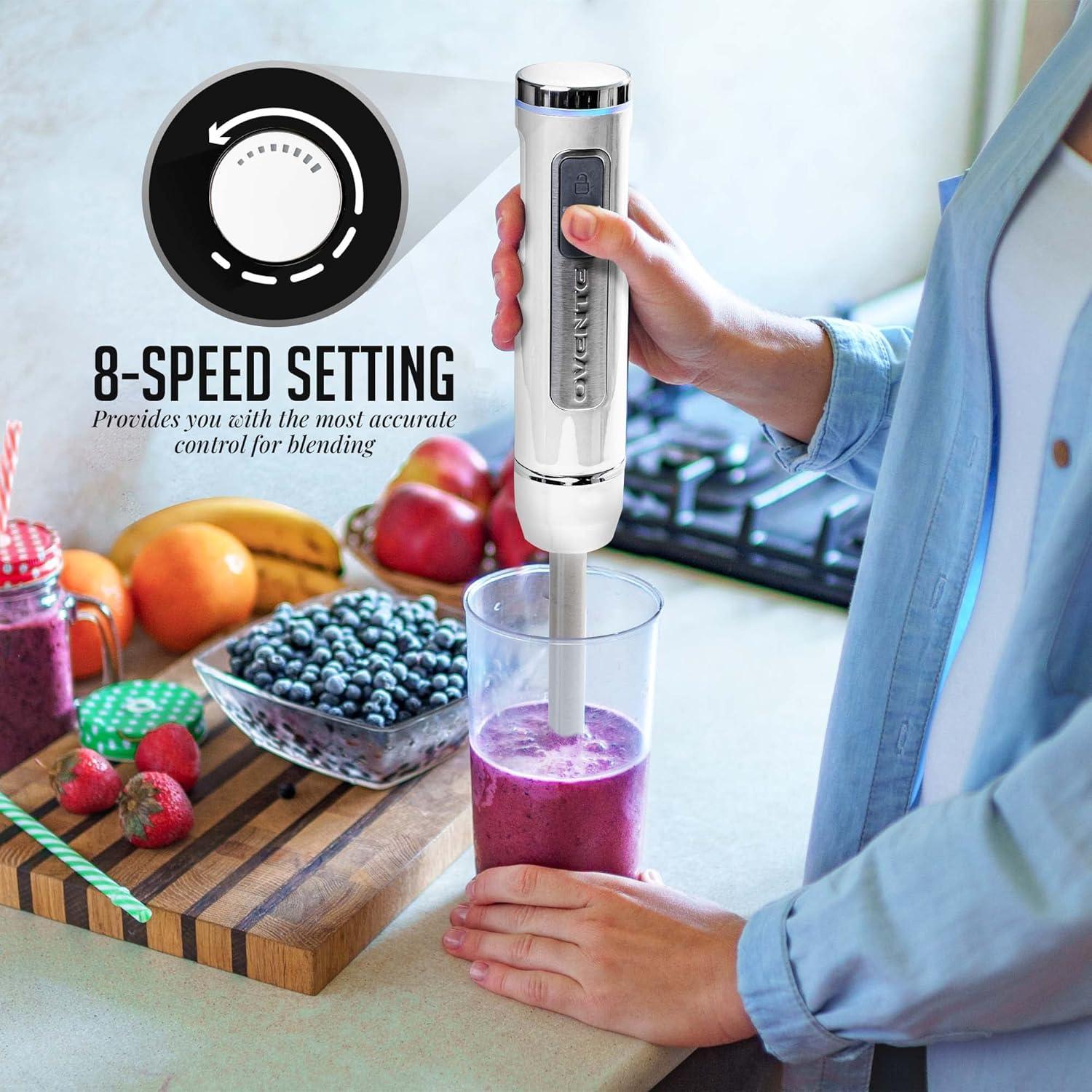 OVENTE 8-Mixing Speed Cordless Hand Blender