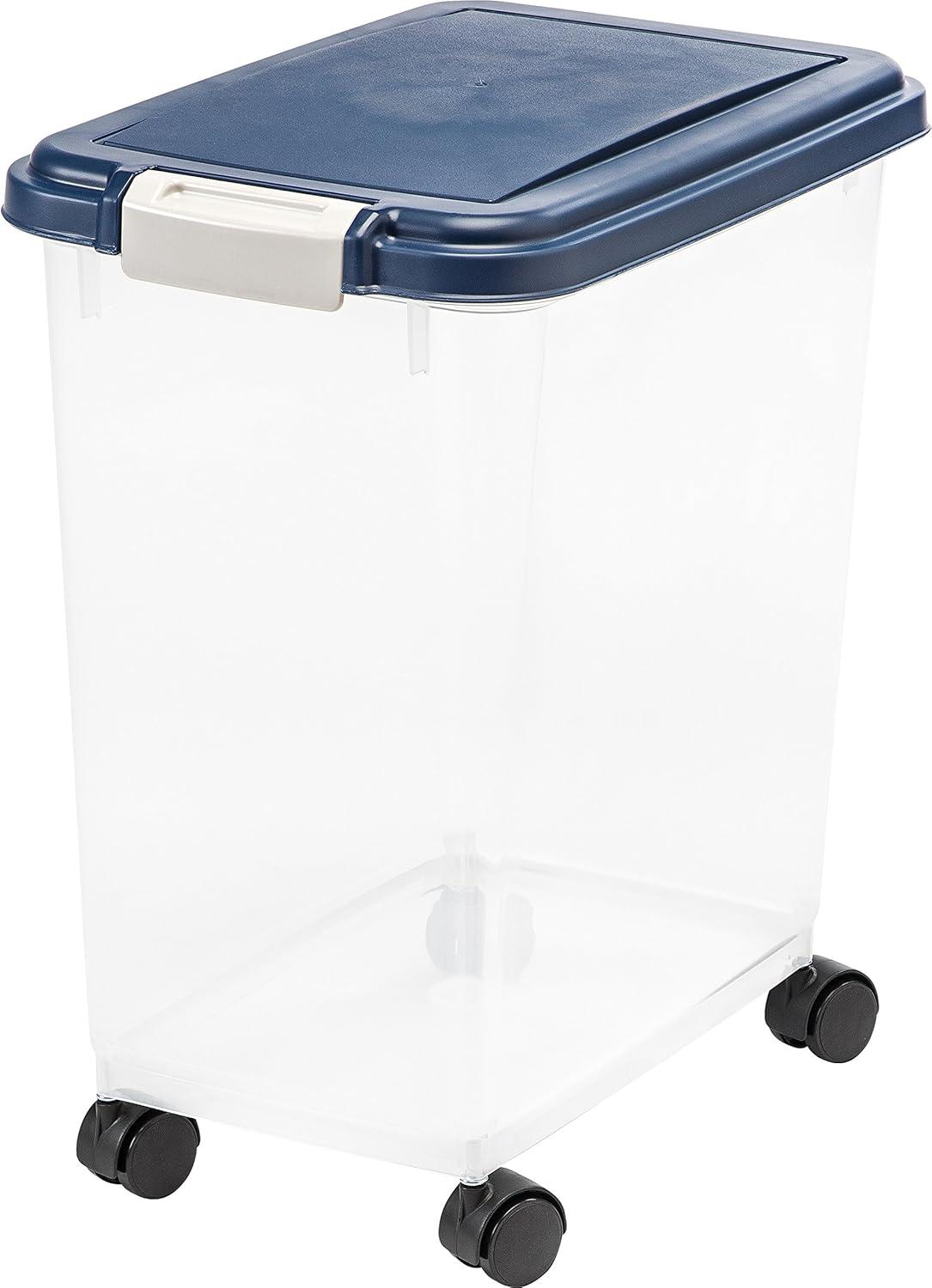 Translucent 33 Quart Airtight Pet Food Storage with Casters