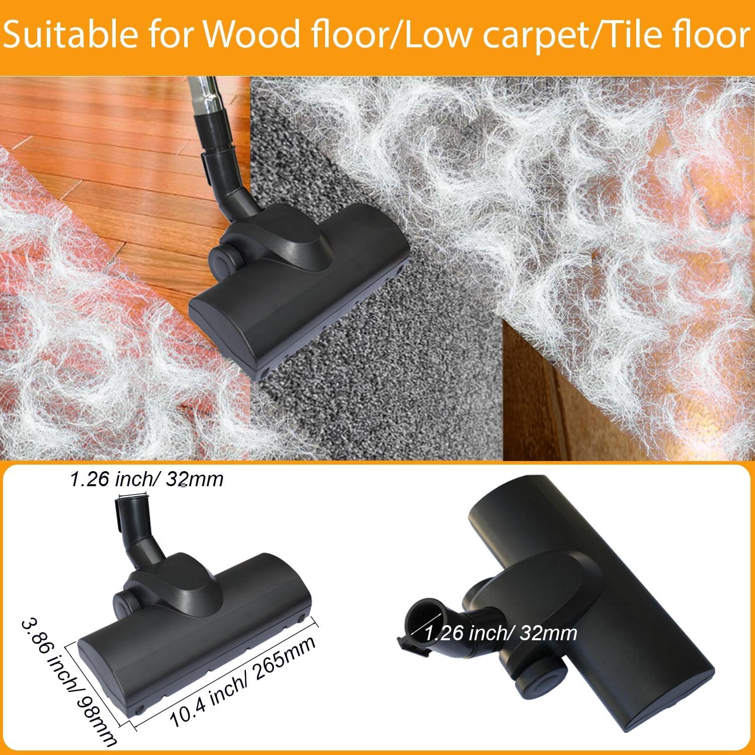 1.25'' Vacuum Turbo Brush Head for Small Shop Vac Accessories- Pet Hair Removal Vacuum Attachment - Work on Low Carpet, Wood Floor, Tile Floor
