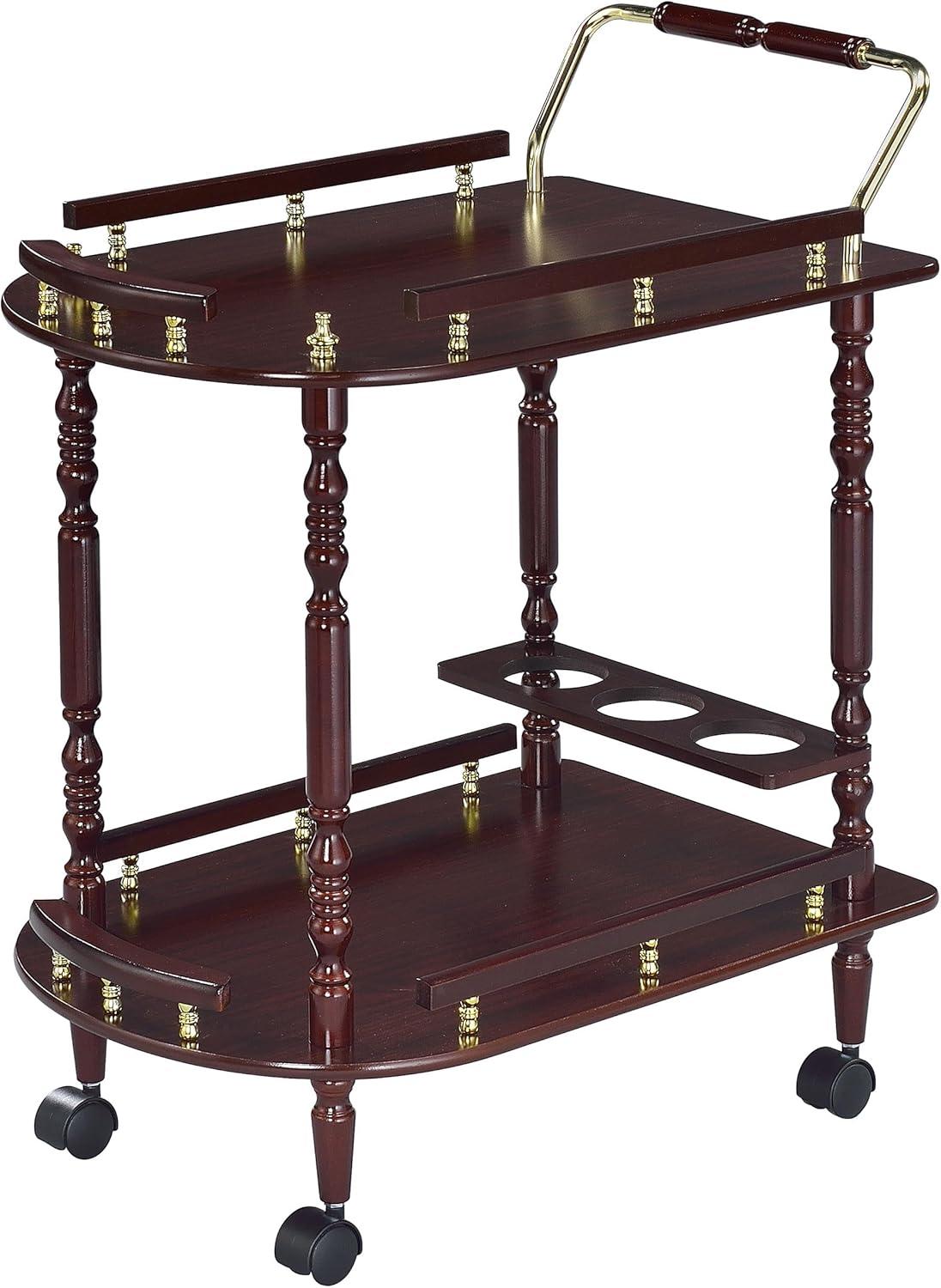 Coaster Palmer Traditional 2 Tier Wood Serving Cart Merlot/Brass