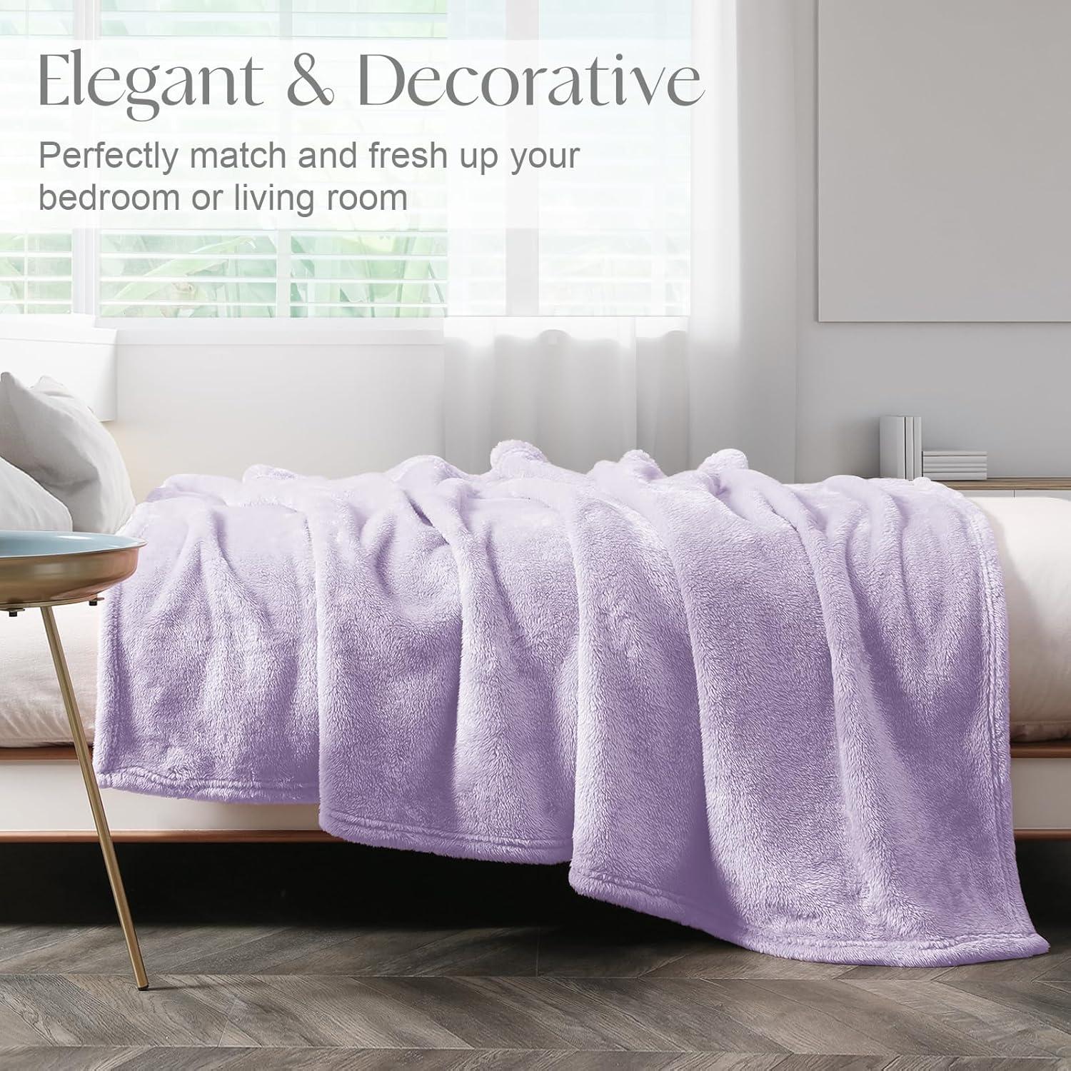 Whale Flotilla Extra Large Fleece Throw Blanket 50x70 Inch, Super Plush and Soft 300GSM Blankets for All Season, Fluffy and Lightweight, Lilac