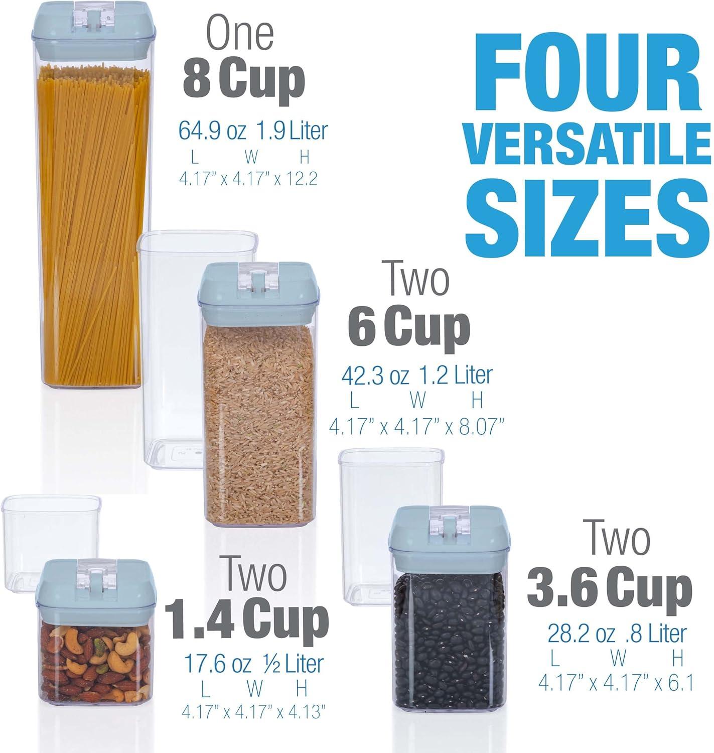Cheer Collection Airtight Food Storage Containers, Set of 7 (Blue)