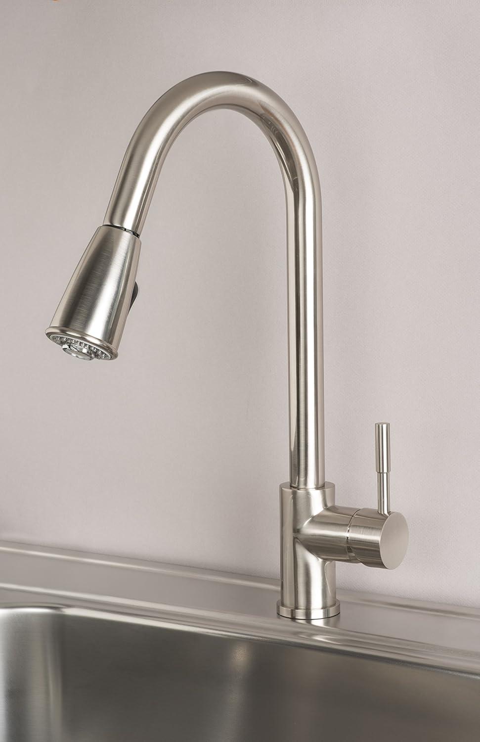 16" Stainless Steel Single Handle Pull-Down Kitchen Faucet with Soap Dispenser