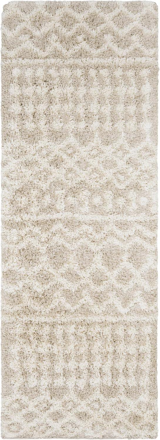 Livabliss Urban Shag Global Moroccan Runner Area Rug,2'7" x 7'3",Beige