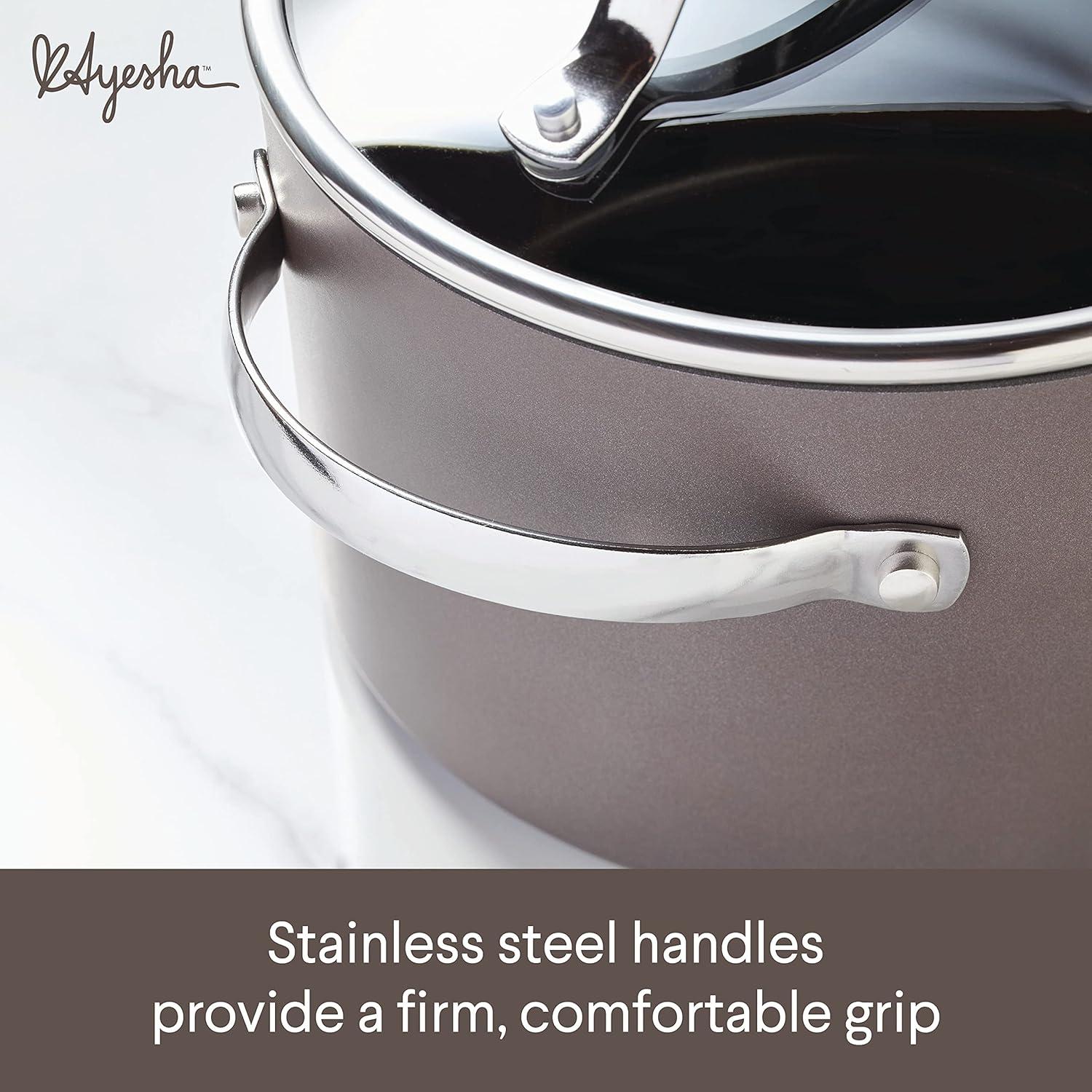 Ayesha Curry Ayesha Curry Professional Hard Anodized Collection Nonstick Stockpot Saucepot with Lid, Charcoal