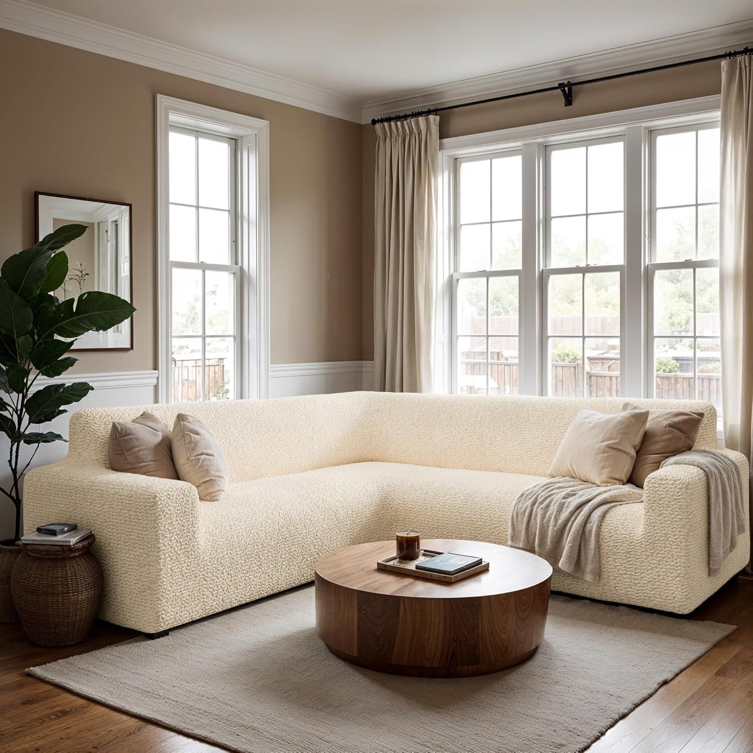 Stretchy Slipcover for Corner Sofa - Easy to Clean & Durable - Microfibra Collection