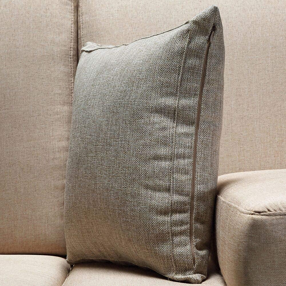 Modern Beige Linen Square Throw Pillow Covers, 24x24 Inch