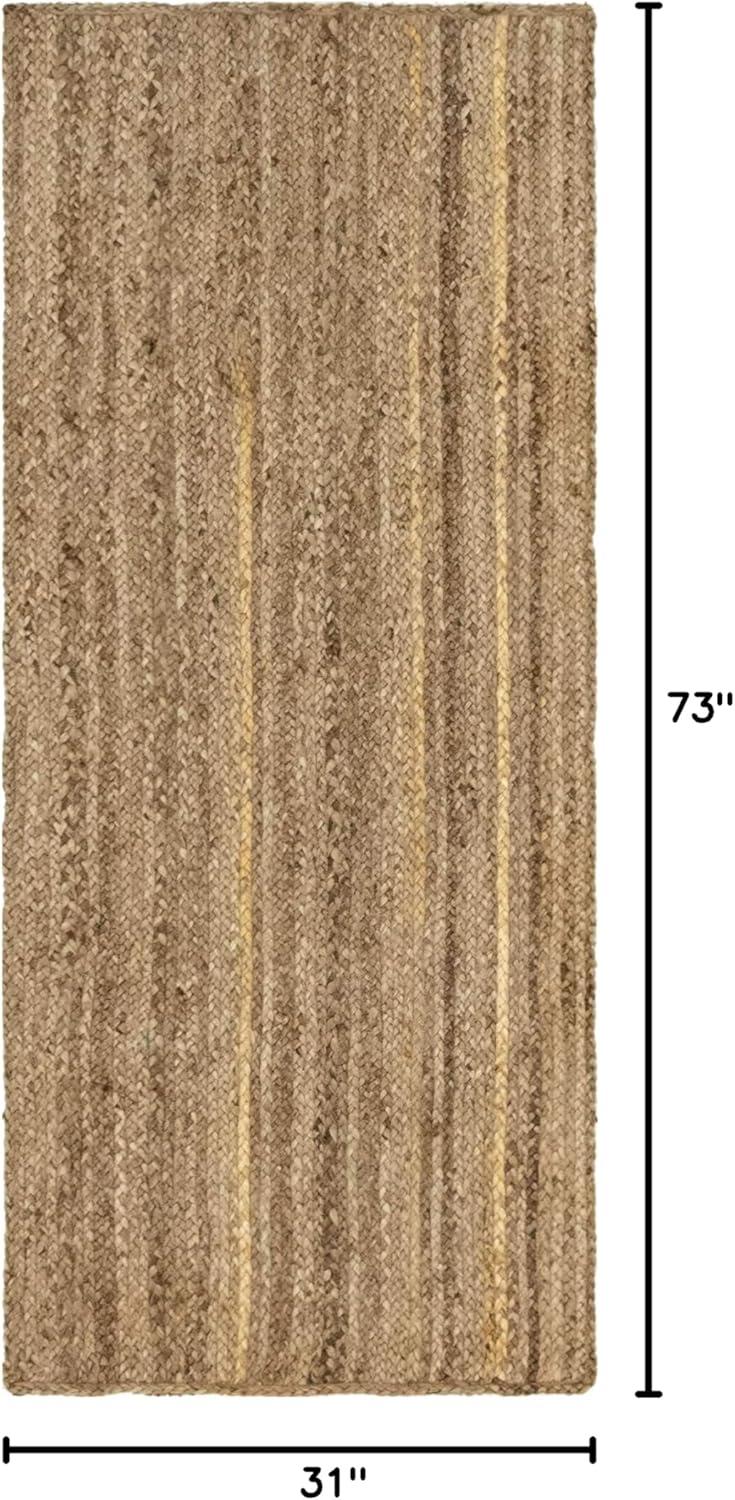 Unique Loom 2'6"x6' Braided Jute Dhaka Natural Indoor Area Rug