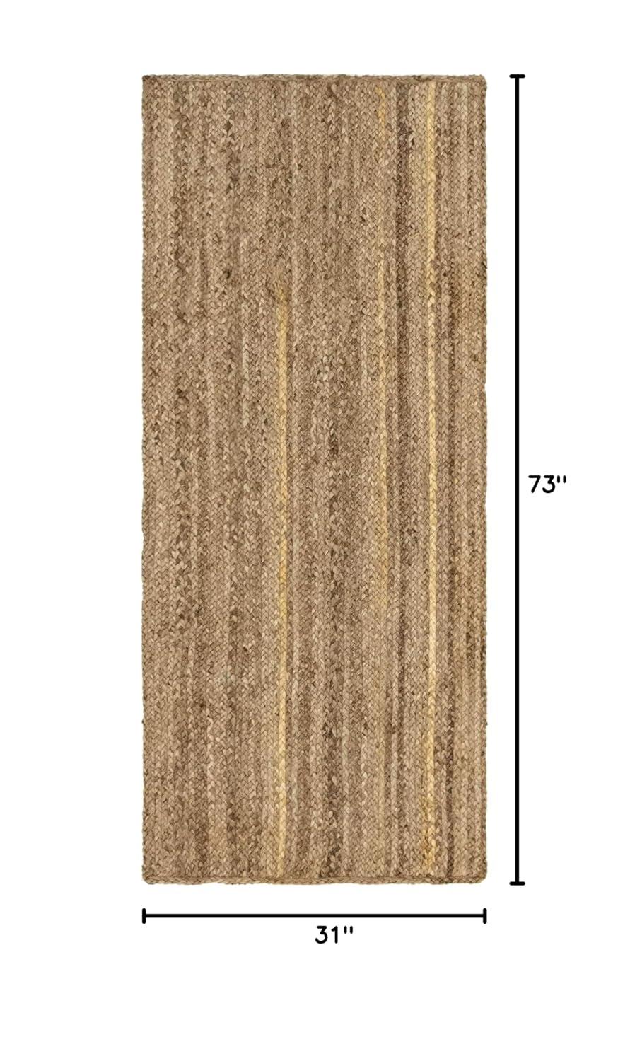 Unique Loom 2'6"x6' Braided Jute Dhaka Natural Indoor Area Rug