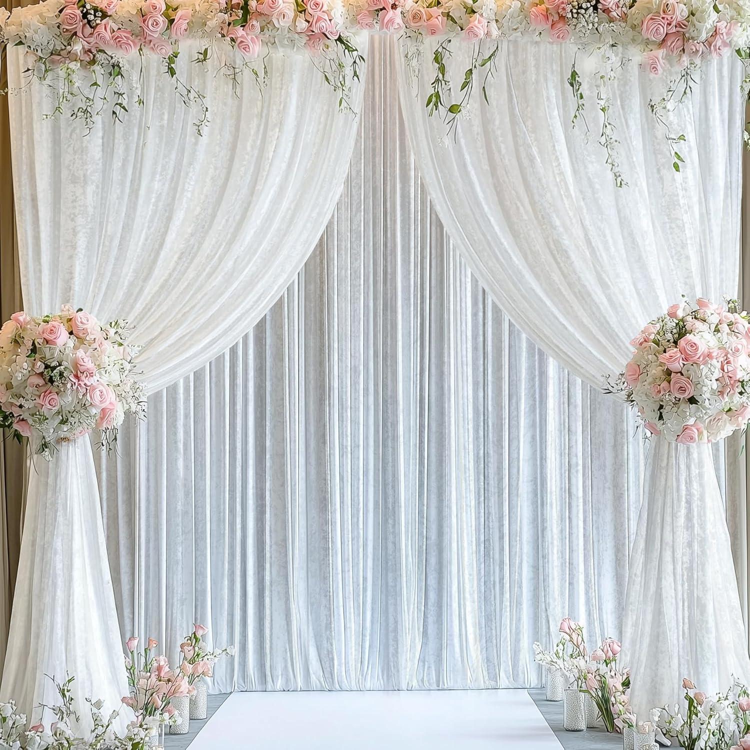 10x10ft White Backdrop Curtain for Parties Wrinkle Free Wedding Baby Curtain Backdrops for Birthday Party