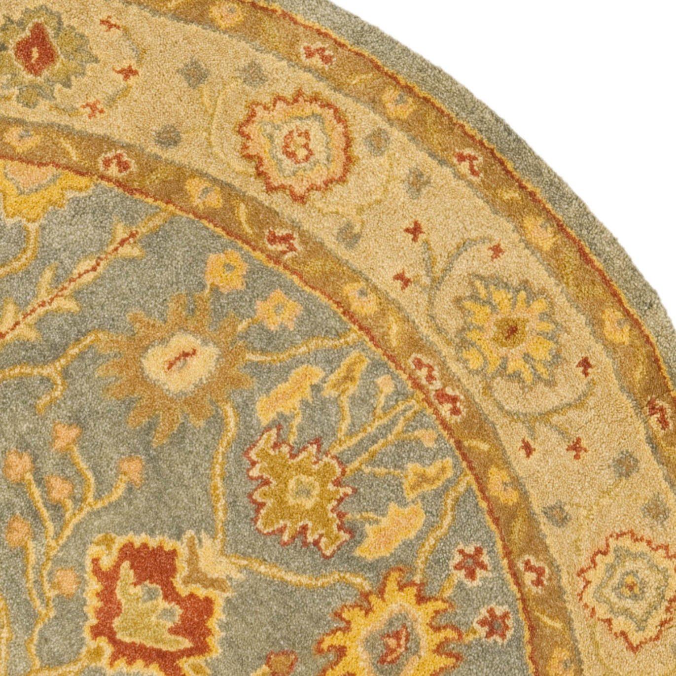 Antiquity AT314 Hand Tufted Area Rug - Blue/Ivory - 6' Round - Safavieh.