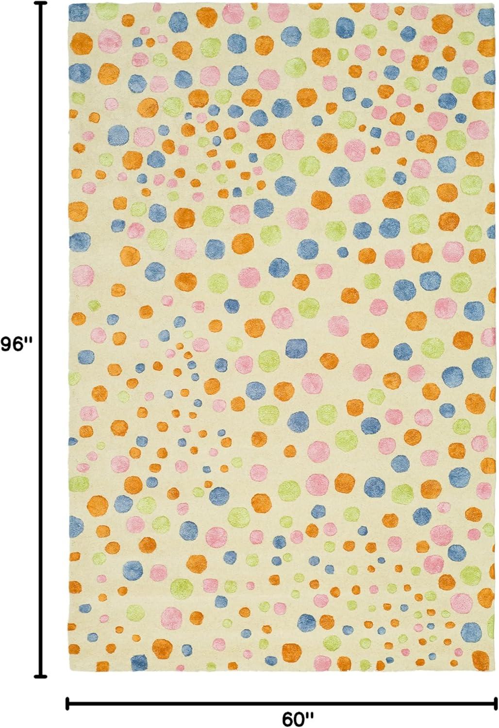 SAFAVIEH Soho Eric Polka Dots Wool Area Rug, Ivory/Multi, 5' x 8'