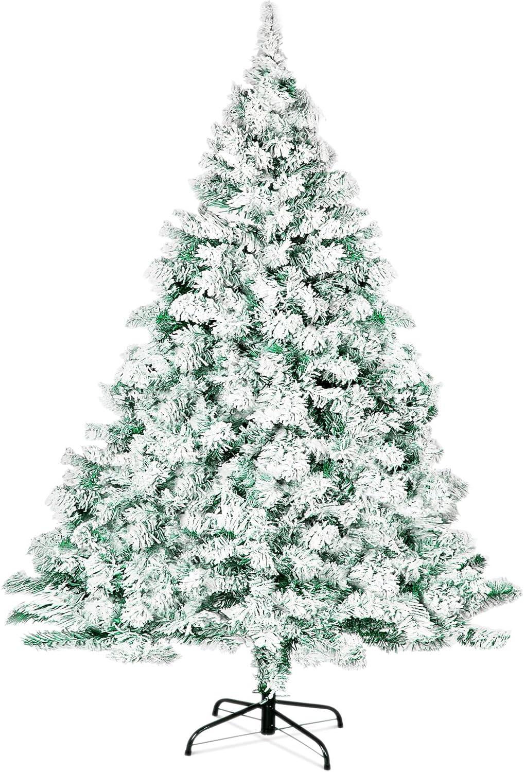 6ft Snow Flocked Artificial Pine Christmas Tree with Metal Stand