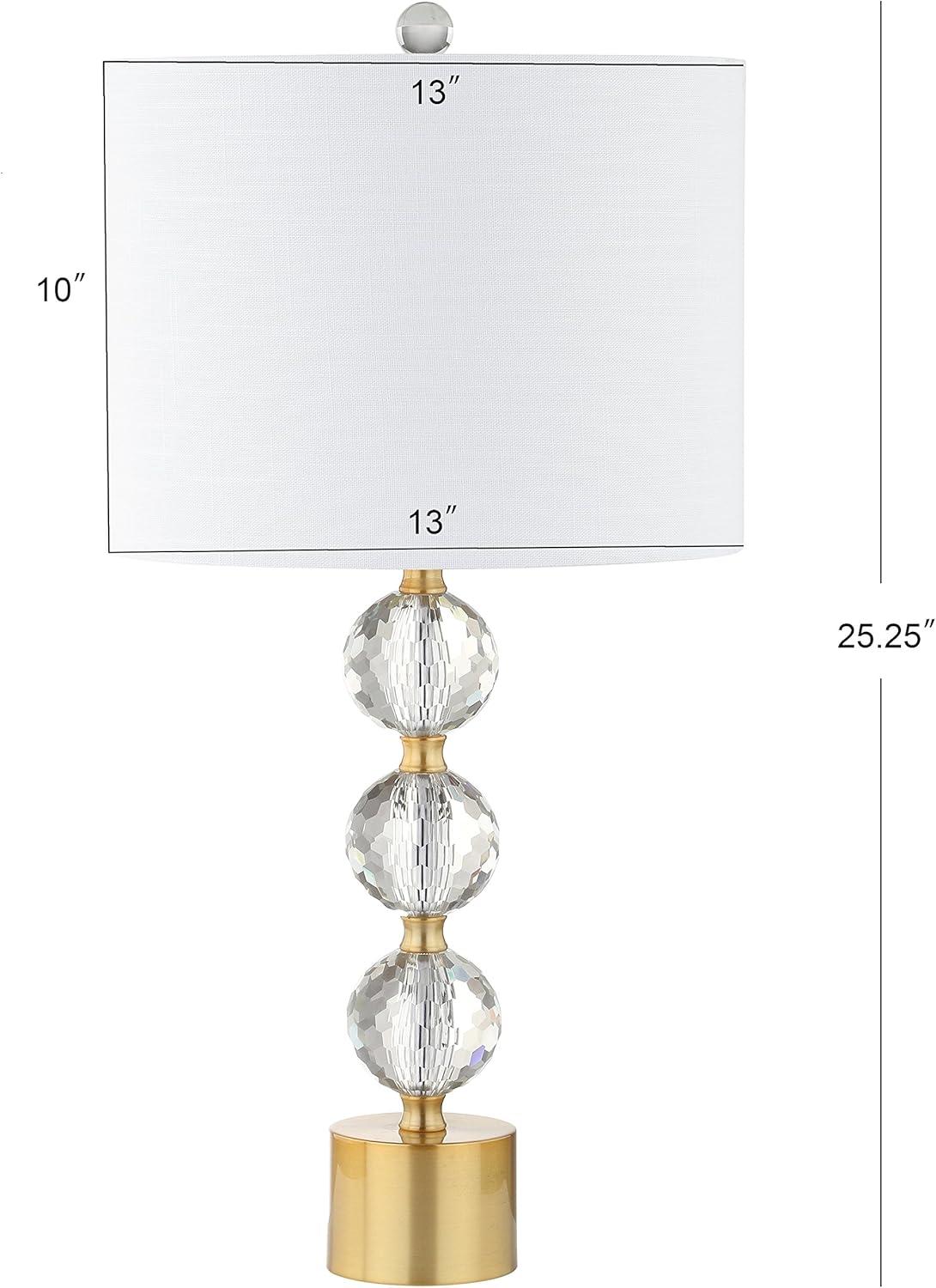 Ashley 25.25" Crystal LED Table Lamp, Clear/Brass