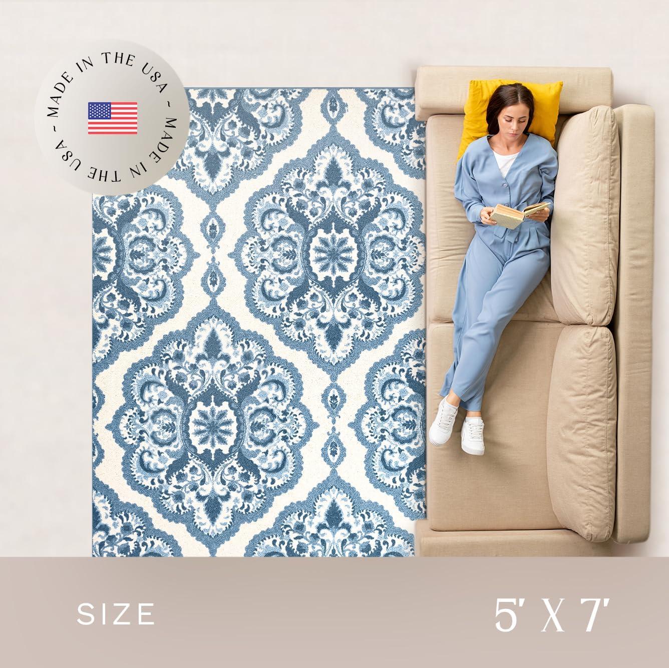 Hertel Floral Blue Area Rug
