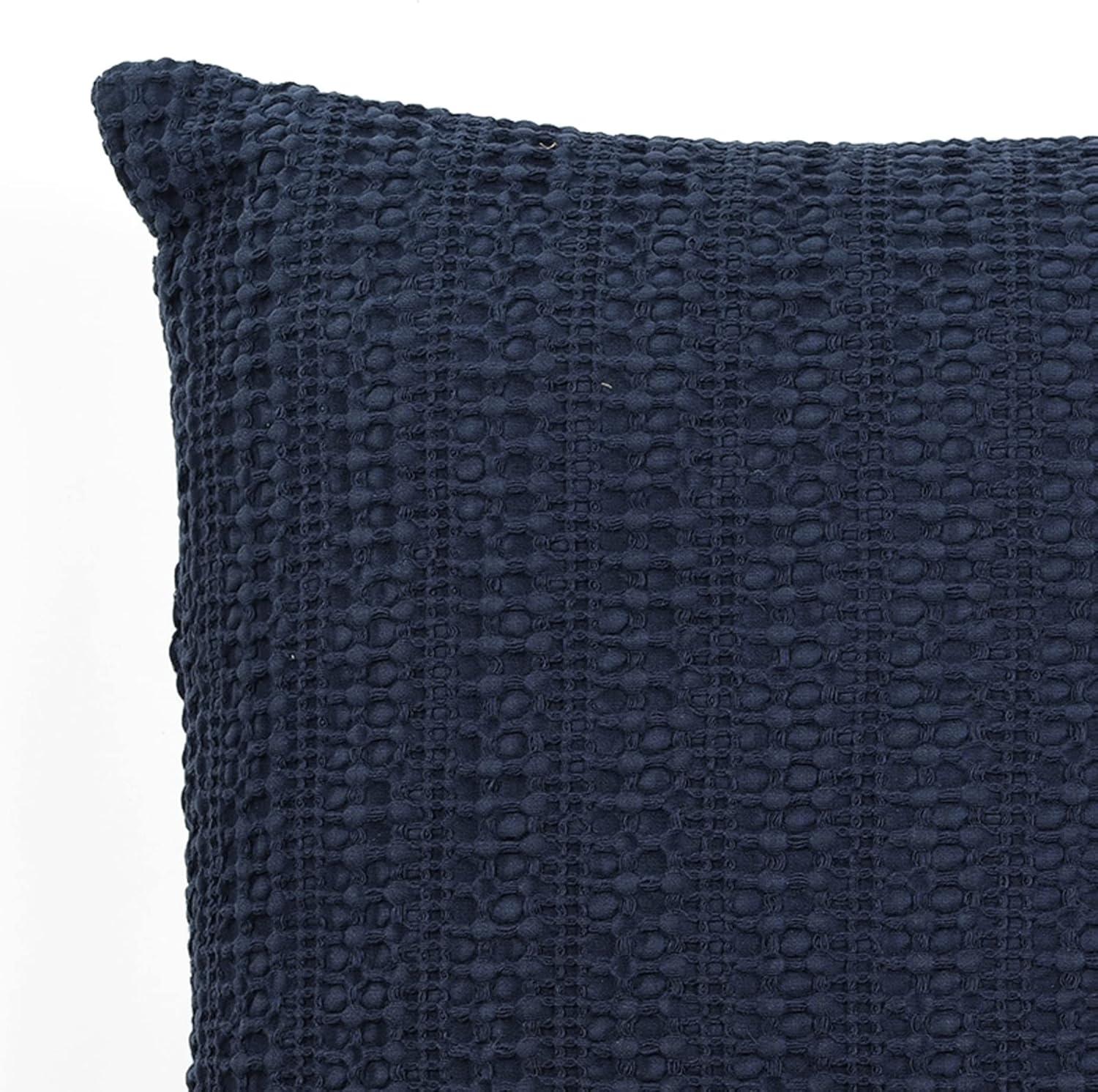 Indigo Waffle Knit Square Throw Pillow