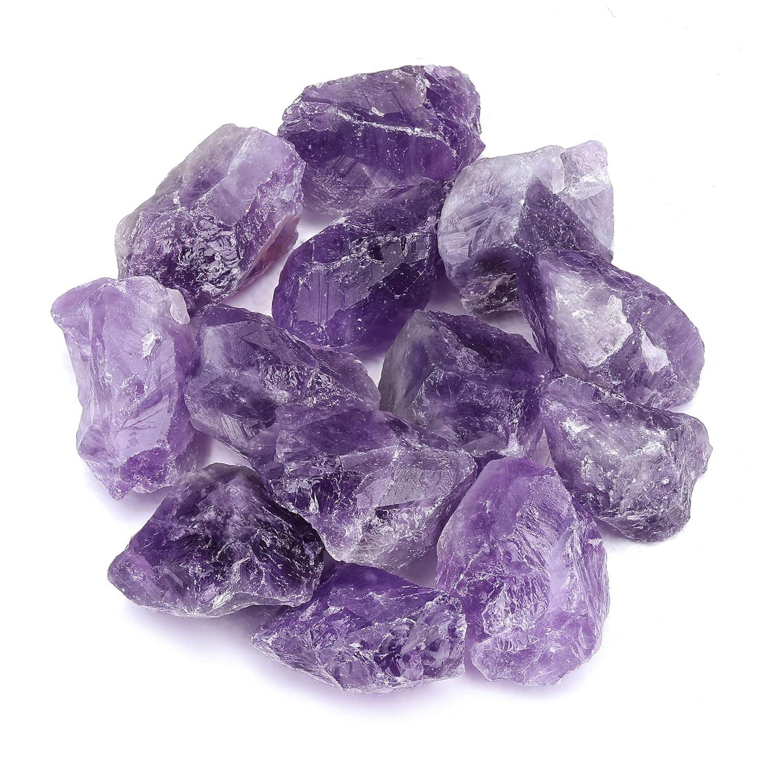 Crystal Allies Materials: 1lb Bulk Rough Amethyst Quartz Stones from Madagascar - Large 1" Raw Natural Crystals for Cabbing, Cutting, Lapidary, Tumbling, and Polishing