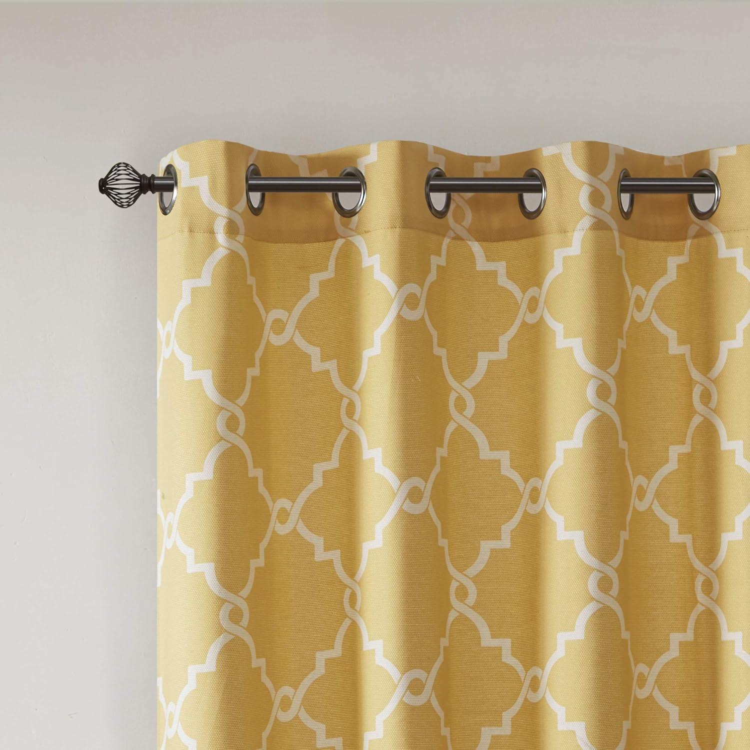 Madison Park Fretwork Print Grommet Top Single Window Curtain Panel