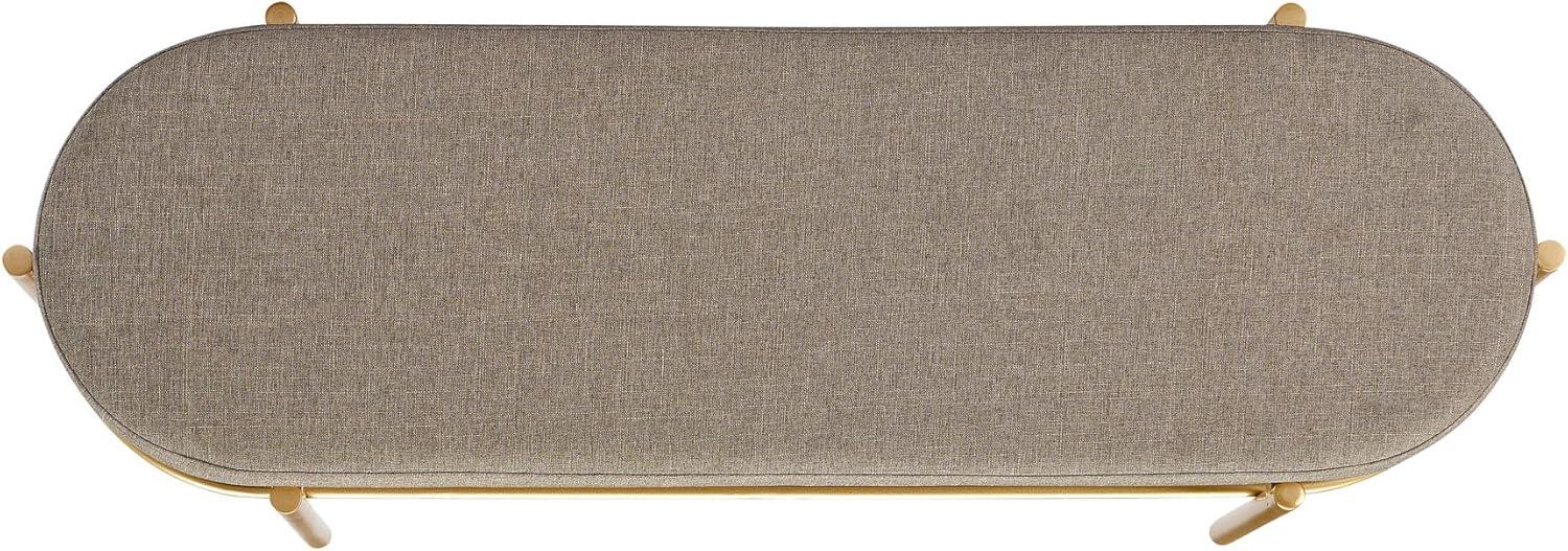 Walker Edison Glam Cushioned Bench, Taupe / Gold