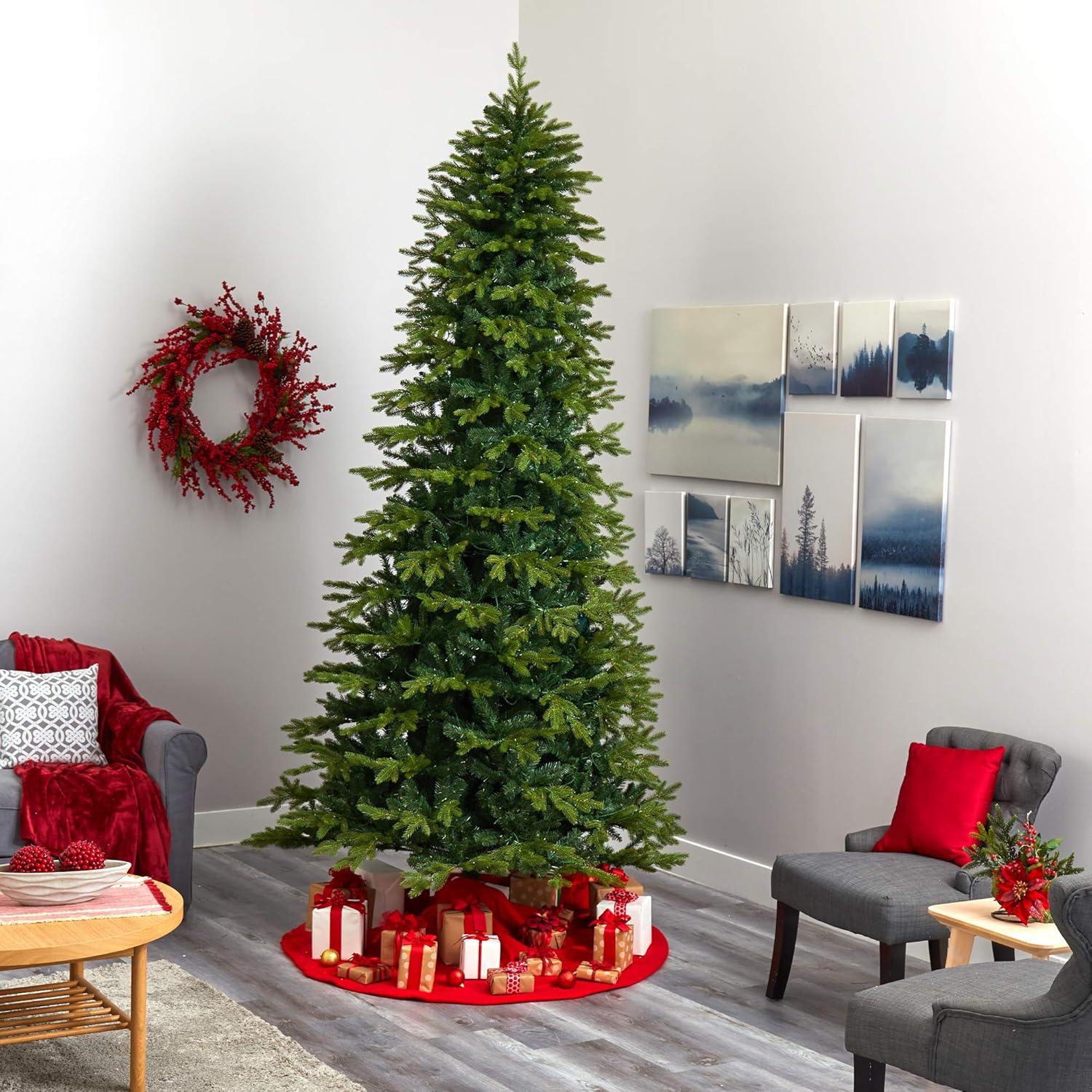 XINHAO 10ft. Belgium Fir Natural Look Artificial Christmas Tree with 1050 Clear LED Lights