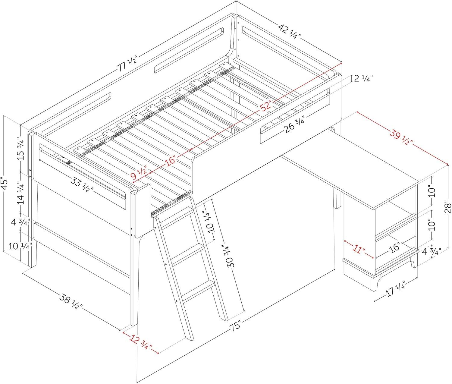 South Shore Bebble Twin Loft Bed with Built-in-Desk by South Shore