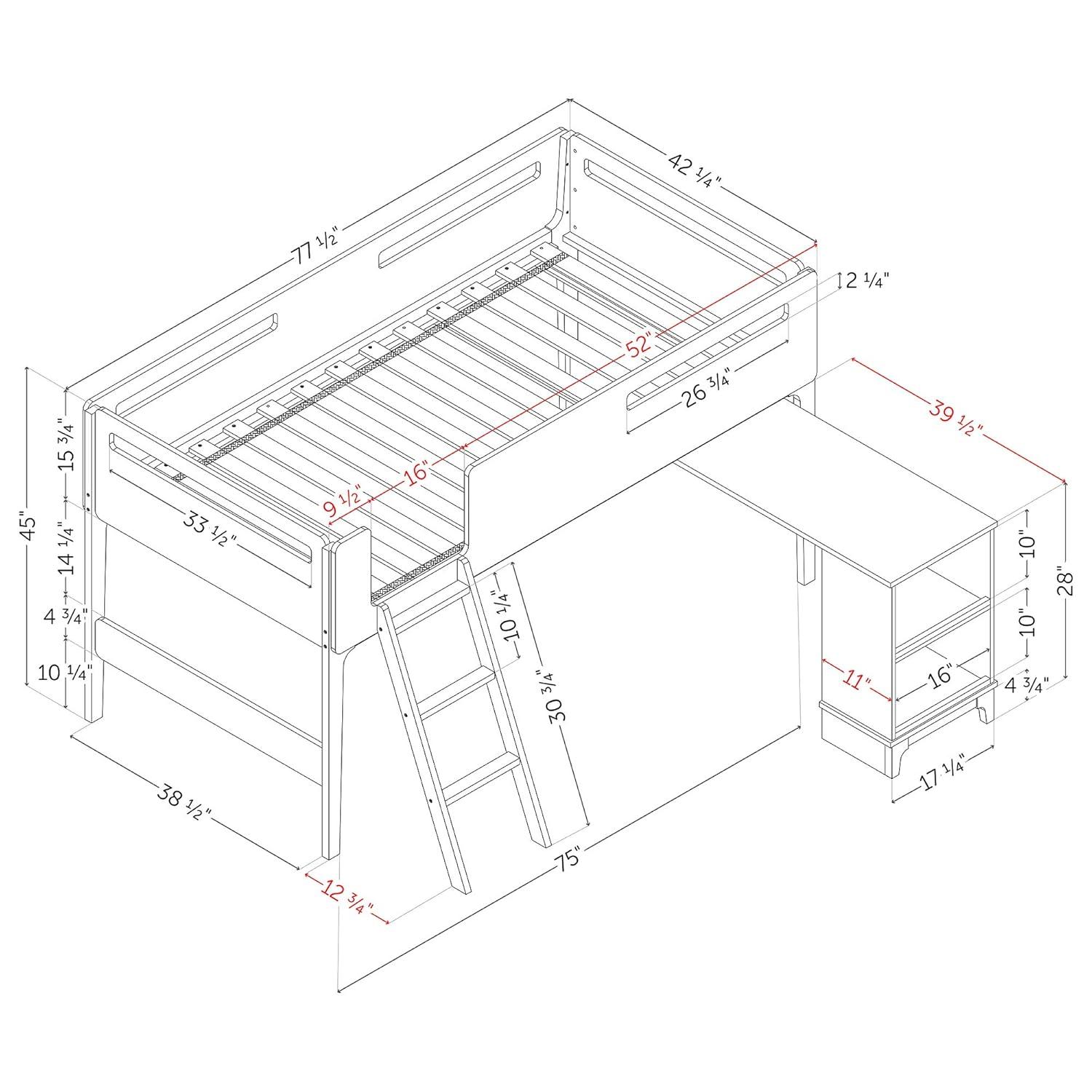 South Shore Bebble Twin Loft Bed with Built-in-Desk by South Shore