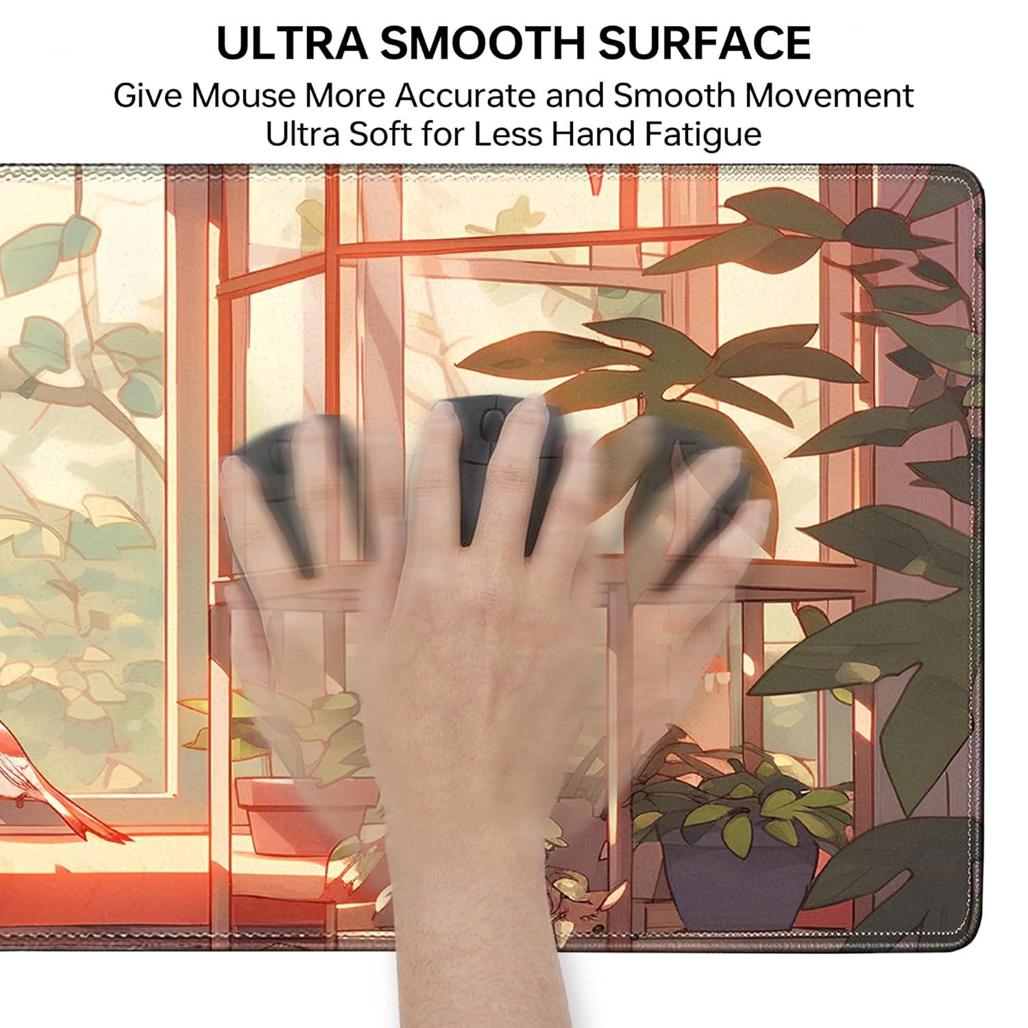 Cute Bird Large Gaming Mouse Pad,XL Mouse Pad Gaming 31.5 X 11.8 in Mouse Mat Desk Pad,Large Desk Mat Extended Keyboard Pad Mousepad with Non-Slip Base and Stitched Edge for Gaming Home Office