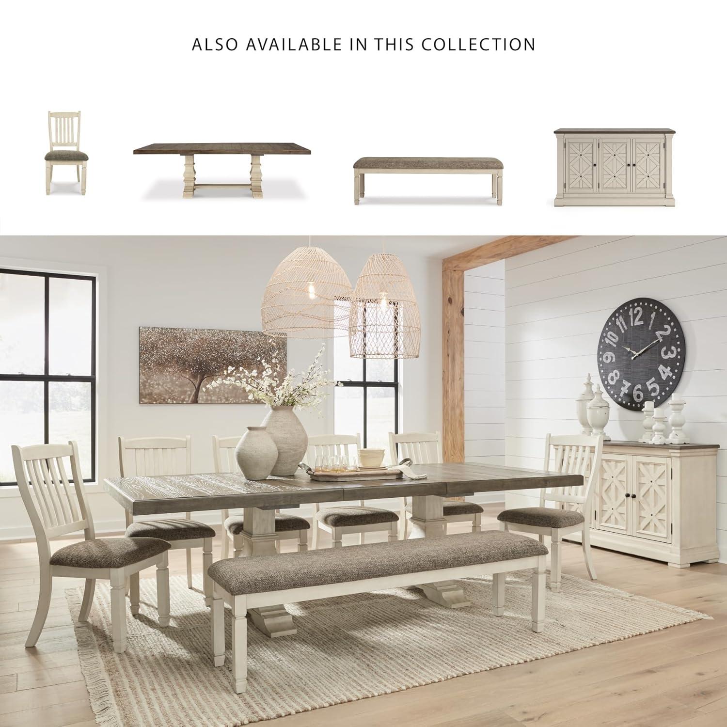 Signature Design by Ashley Casual Bolanburg 65" Dining Bench, Antique Cream/Brown