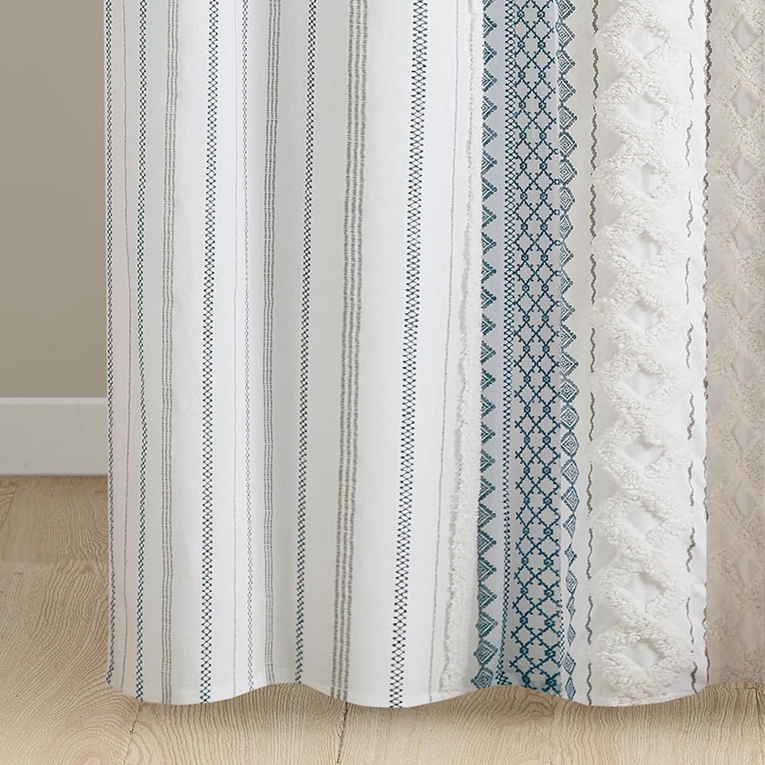 INK+IVY Imani 100% Cotton Printed Shower Curtain with Chenille
