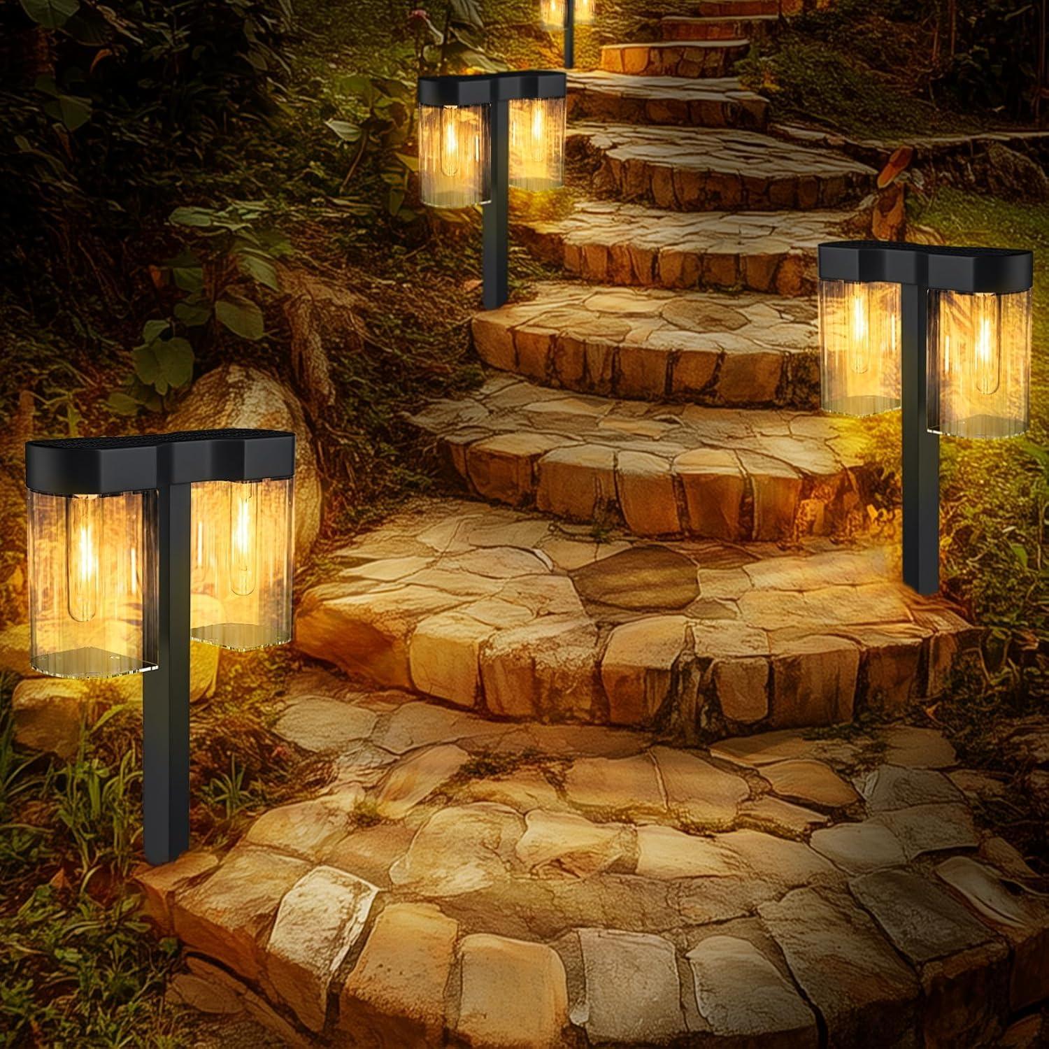 ELECLINK Solar Pathway Lights Outdoor, 2 Pack Upgraded Solar Lights Outdoor Waterproof, Bright Up to 15 Hrs Auto On/Off Garden Light for Yard Patio Lawn Path Walkway Driveway Outside Decor KEF16