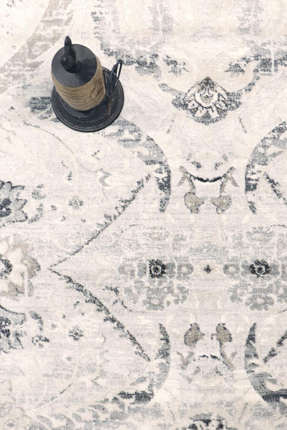 Pasargad Amadeus Power Loom Oriental Area Rug in Ivory/Gray