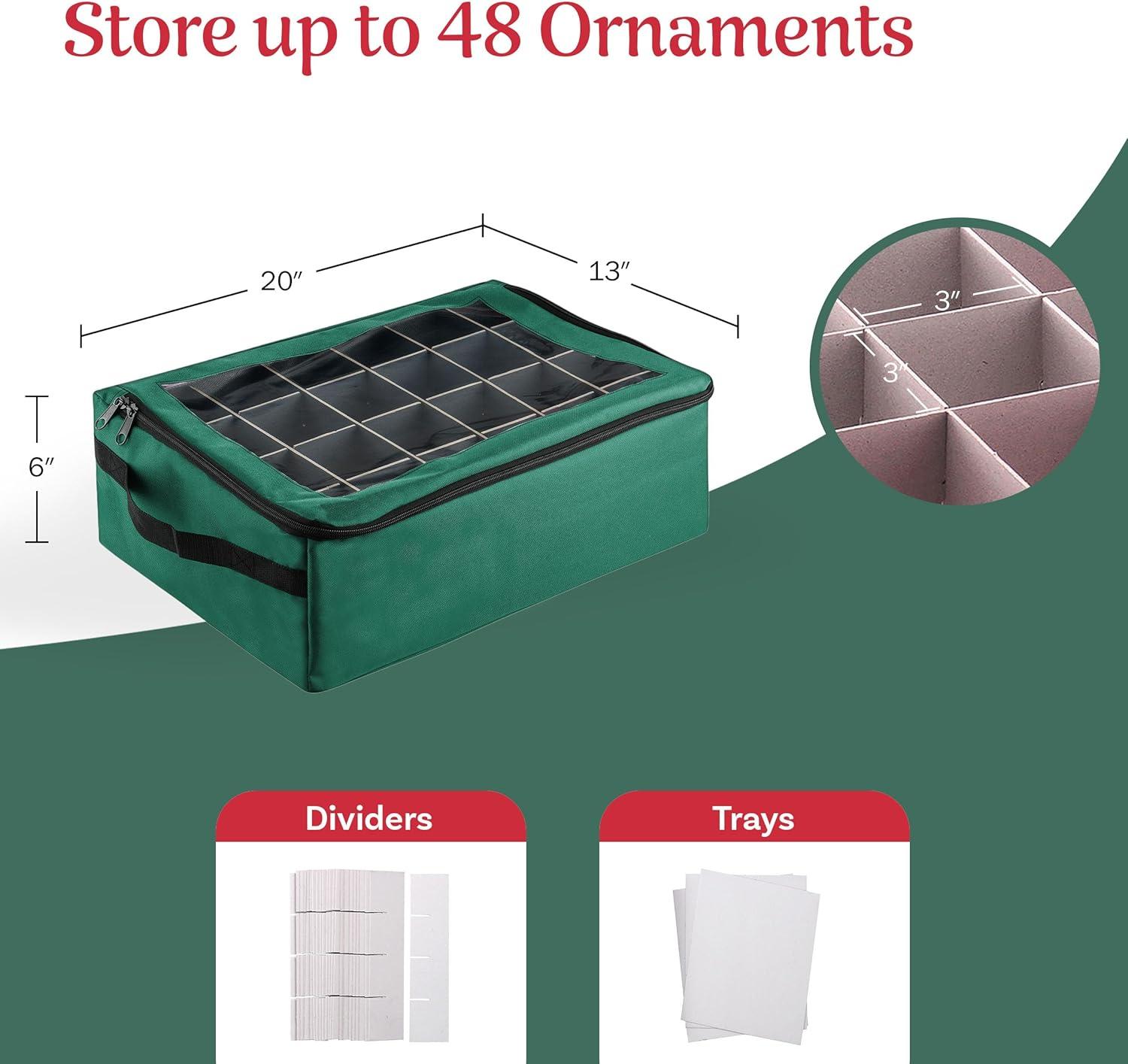 Tiny Tim Totes 83-DT5575 48 Christmas Ornament Organizer Storage Box - Green
