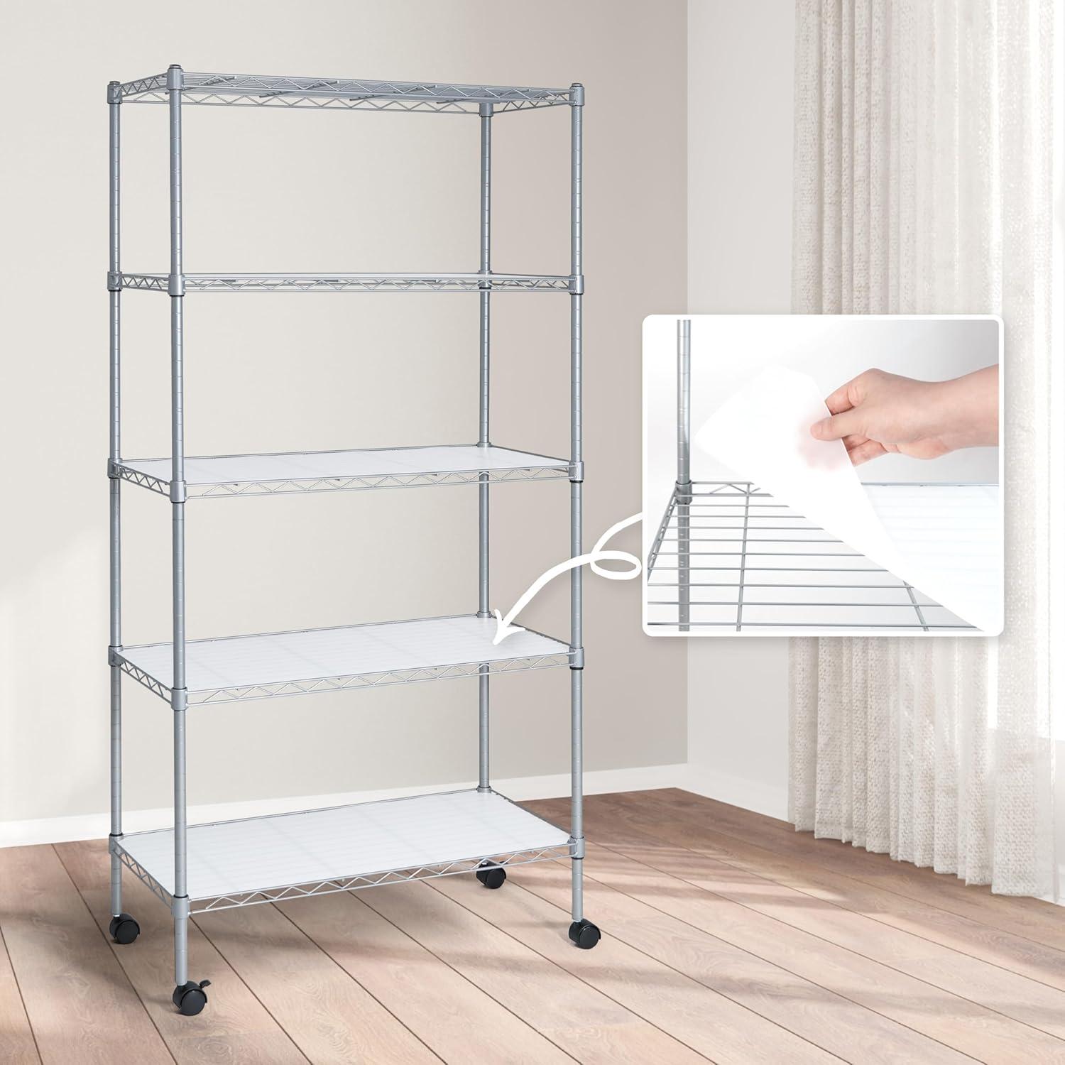 CAPHAUS NSF Commercial Grade Heavy Duty Wire Shelving w/ Wheels, w/ Liner, 36 x 18 x 76 5-Tier