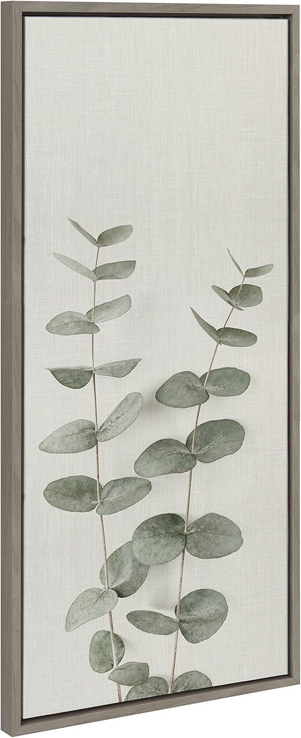 18" x 40" Sylvie Eucalyptus Botanical II by The Creative Bunch Studio Framed Wall Canvas Gray - Kate & Laurel All Things Decor