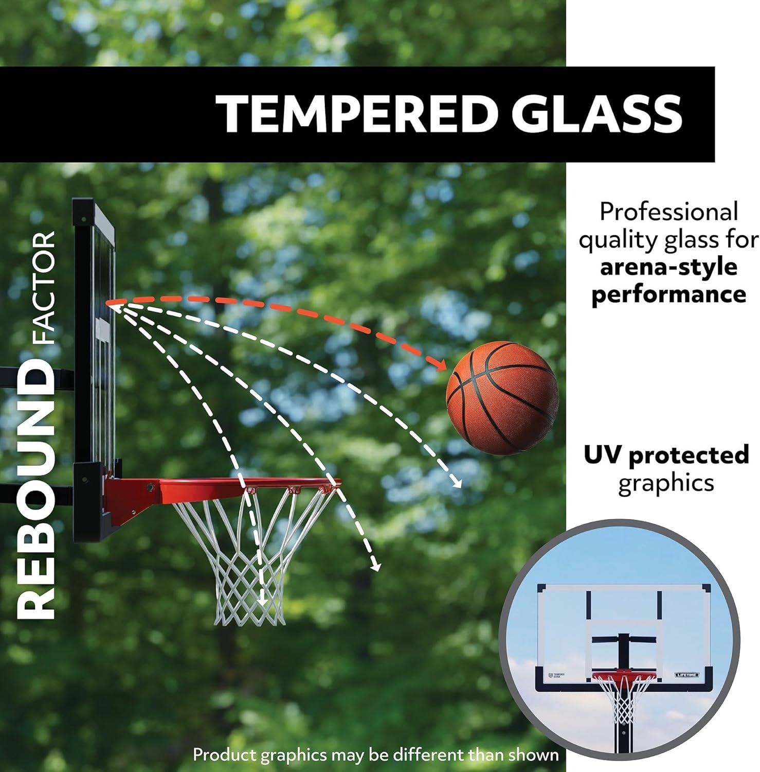 Lifetime Lifetime Height Adjustable Bolt Down Basketball Hoop (54" Tempered Glass Backboard)