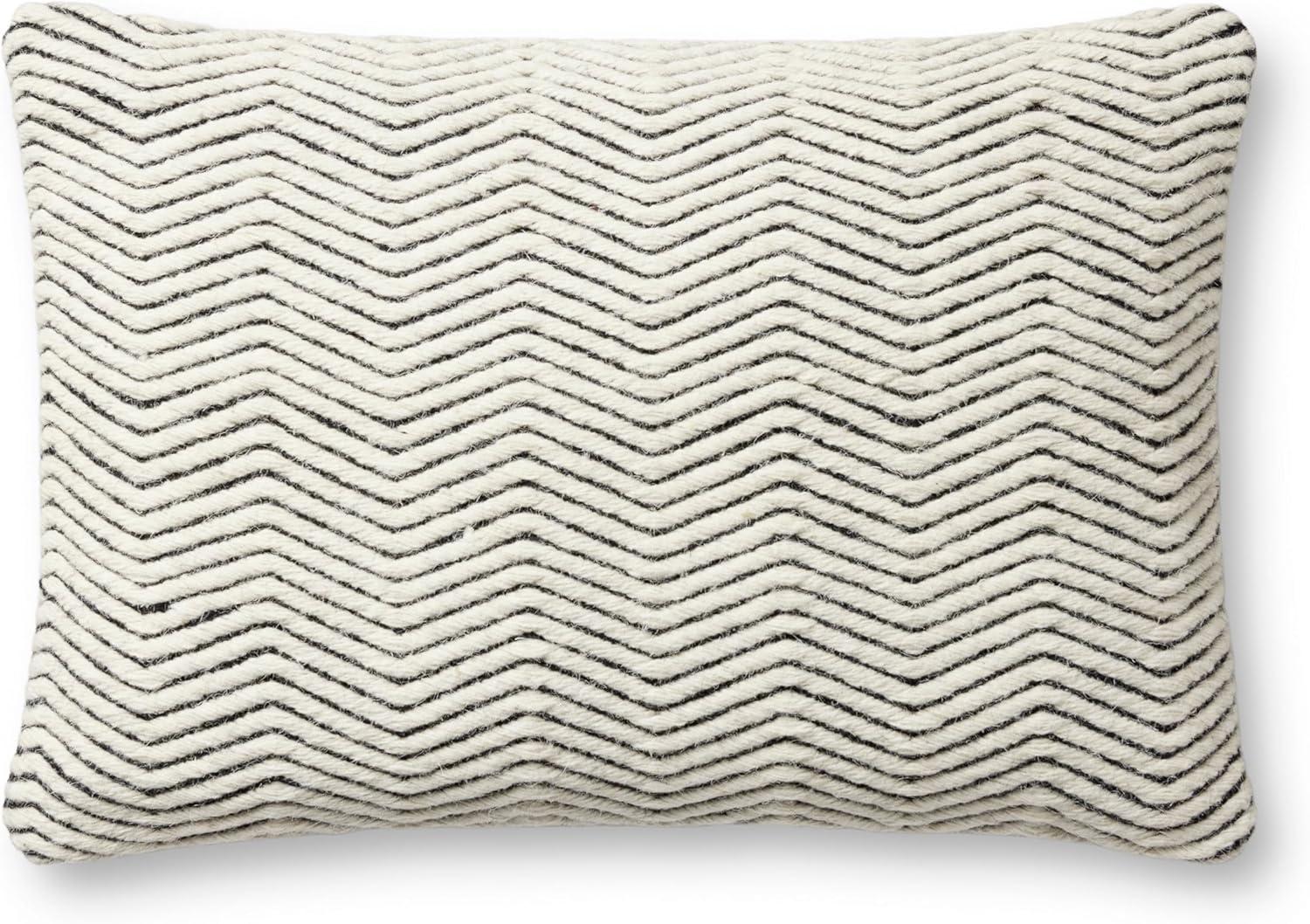 Ivory Chevron Wool Cotton Polyester Lumbar Pillow